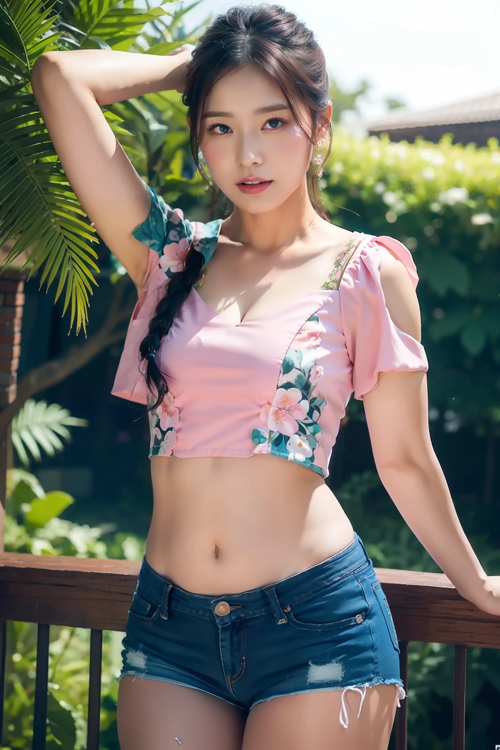 Pink color dresss with flowers