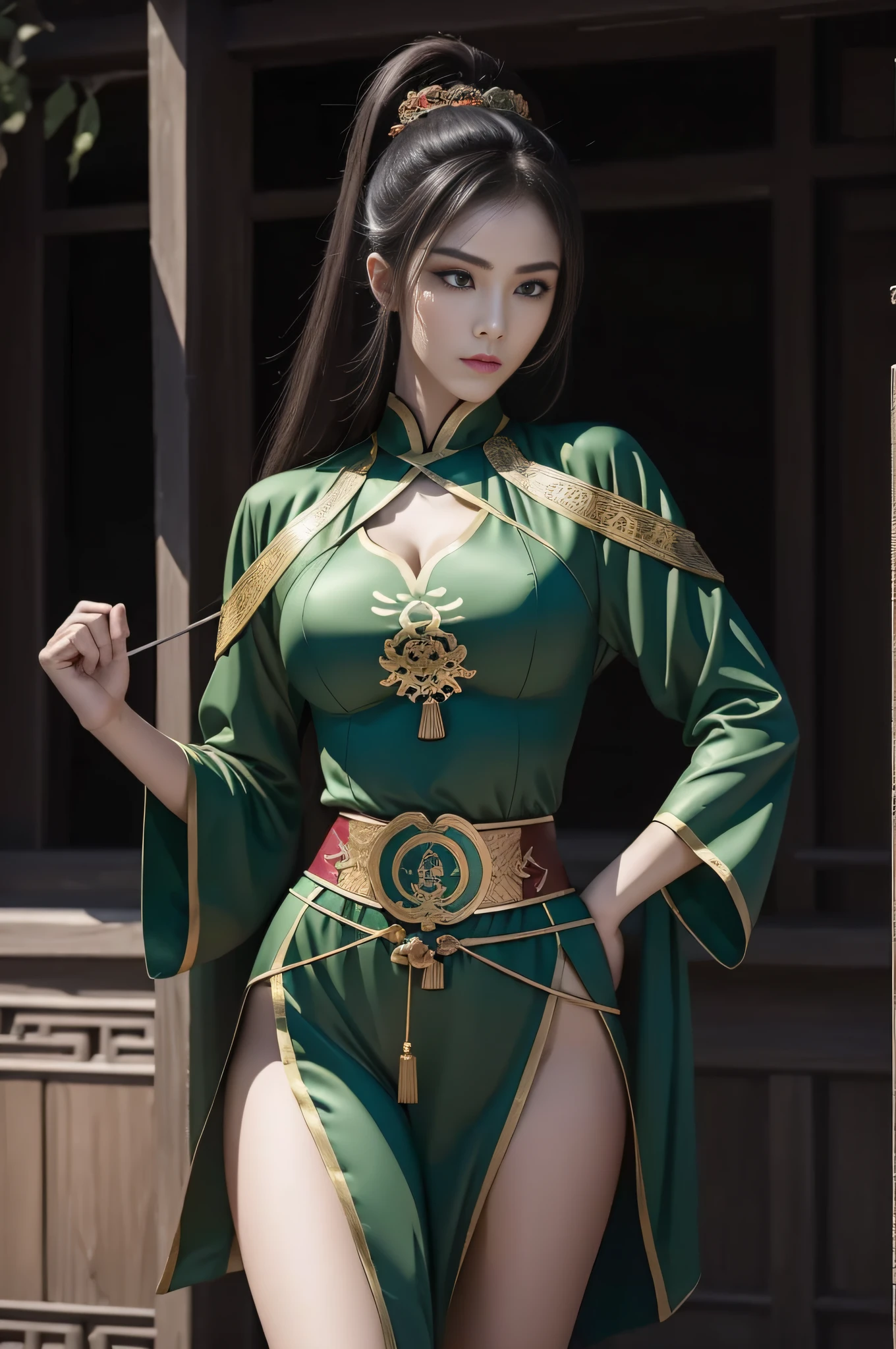 Sexy beautiful girl standing on fantasy forest, nice body big , xianyun character genshin impact, ((xianyun)), 4k HD photo , maáterpiece, xianyun costume