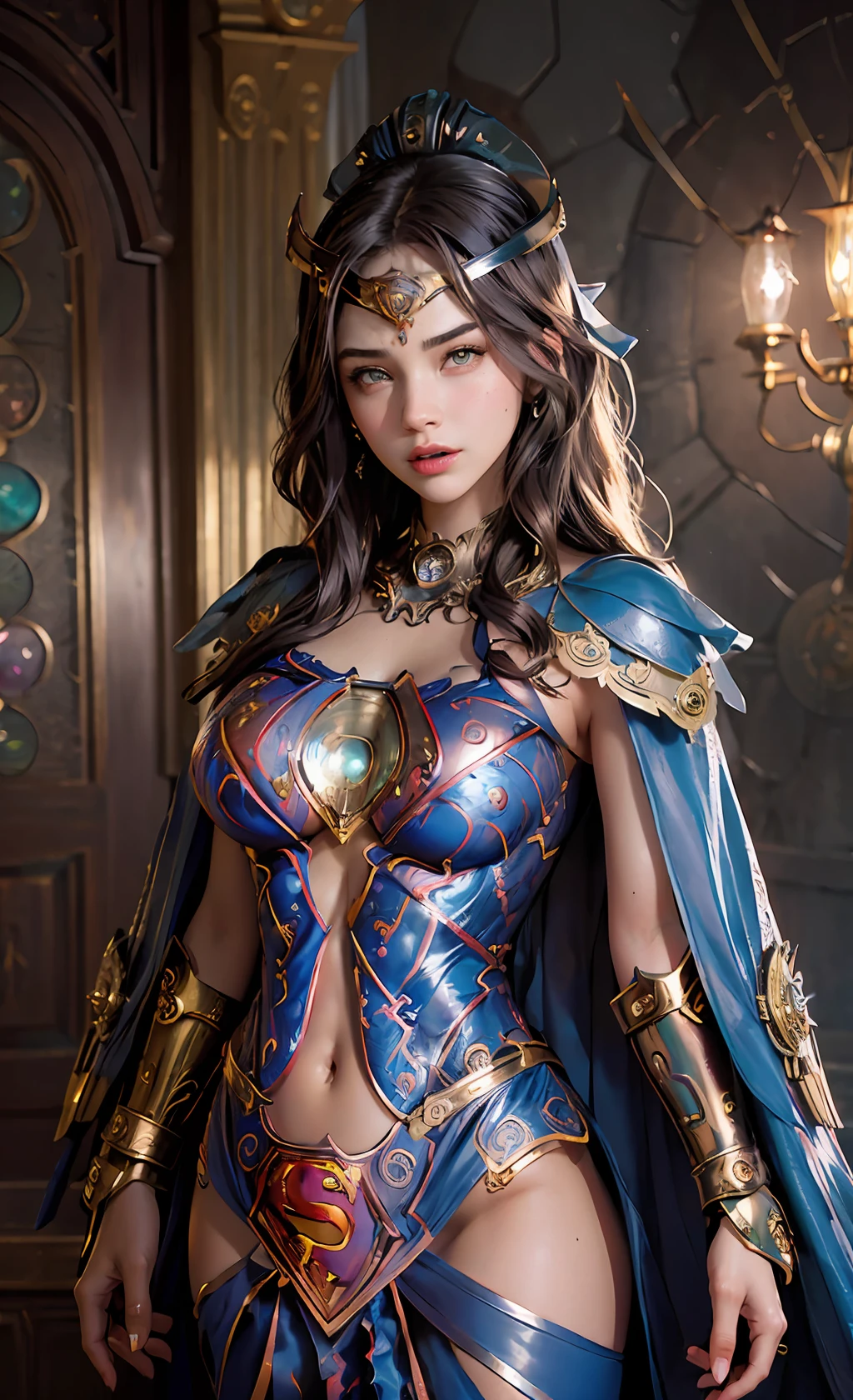 (filigree:1.3),(steampunk:1.4),
(masterpiece),(best quality:1.0), (ultra highres:1.0), detailed, ****ung girl, detailed beautiful skin, face focus, detailed eye, upper body,
Anger, Sarcasm, Swearing, Akimbo, Accusation, Angry, Frowning, Open mouth, Open nose, Indifferent, Arrogant, detailed frilled bra,
(Superheroine:1.98),
Moist lips, gorgeous accessories, Ornate accessories, silver crowns, Ornate bracelets, Ornate rings, princess, fantasy world, palace, full body,((miranda kerr|Gal Gadot|kendell jenner|lalisa manobal|Charlize Theron|Dakota Johnson|Emma Watson  face)),(diamond over :1.4), nipple sticker,
diamonds, ruby, tattoo below navel,prestige, gorgeous, luxury, royal palace, jewelry, gem, gold, silver, diamond, glint, sapphire, ruby, emerald, pearl, amber, obsidian,, nipple sticker, tattoo,
red|green|blue|green|orange eyes,(pelvic curtain:1.5), aperture 1.4,(deep of length:1.4)