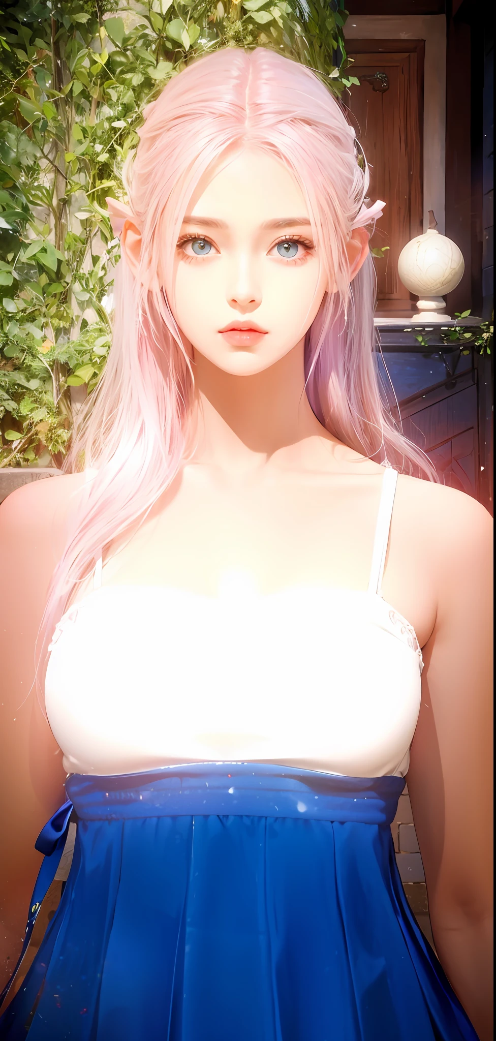 masterpiece, best quality,portrait of 1girl, big breasts, big eyes, blue pupils,