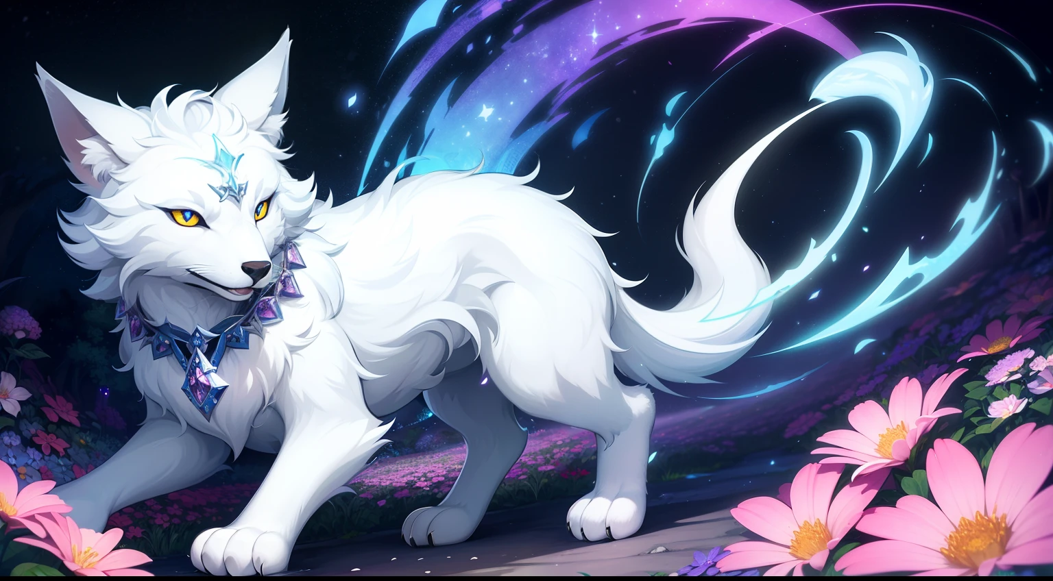 The Guardian, a majestic silver fox with bright eyes, possessed the power to bring magical dreams to all who dared to enter the valley. Its paws lightly touched the ground, causing flowers to bloom in dazzling colors and streams to sing soothing melodies.
