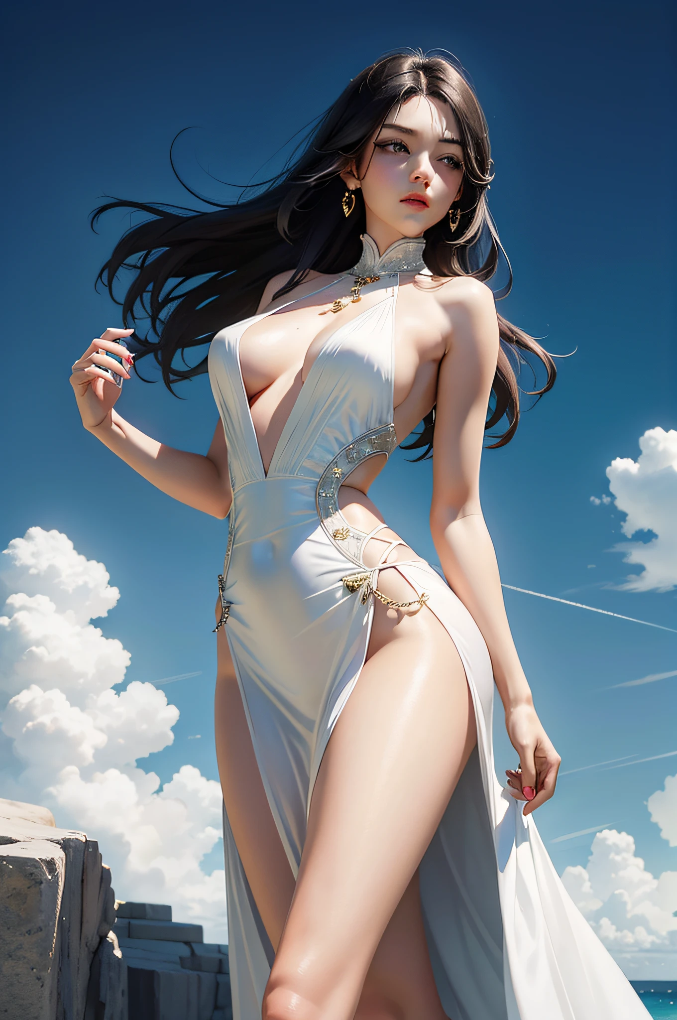 This beautiful woman has long black hair,Naturally curly,Exudes an attractive sheen。Her eyes dazzled like jewels,Wisdom and passion shone in his deep blue eyes。Her eyebrows are slender and elegant,It adds a touch of softness to her face。
The bridge of her nose straightened,Make her side face look three-dimensional。Her lips were slightly full,Apply a touch of pink lipstick,Whenever she smiles,Everything was very charming。Her chin is elegant,Show a firm and confident temperament。
Her skin is fair and transparent,Smooth as silk,No blemishes can be seen。She is slim and elegant,Beautiful curves。Her back is smooth,Slim waist,It gives a feeling of elegance。Her legs are slender and strong,It appears light and elegant when walking。
She wore a simple and stylish dress,The skirt swayed gently with her steps,Show elegance。Her fingers were slender and slender,Wear a simple ring,Goes well with her overall image。
generally,This beautiful woman has a charming appearance and a noble temperament,Every detail of her is charming,It's irresistible。