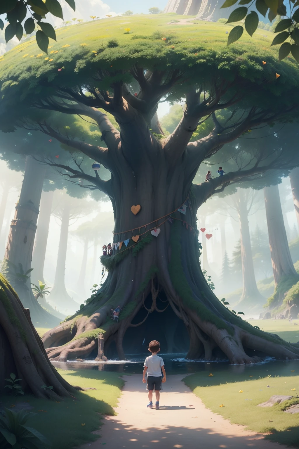 His heart was full of hope. Until, finalmente, after facing some challenges, Pip a little boy of only 6 years old arrived on the mysterious island! It was a magical place, with giant trees laden with colorful fruits and talking animals that inspired him. emocionante