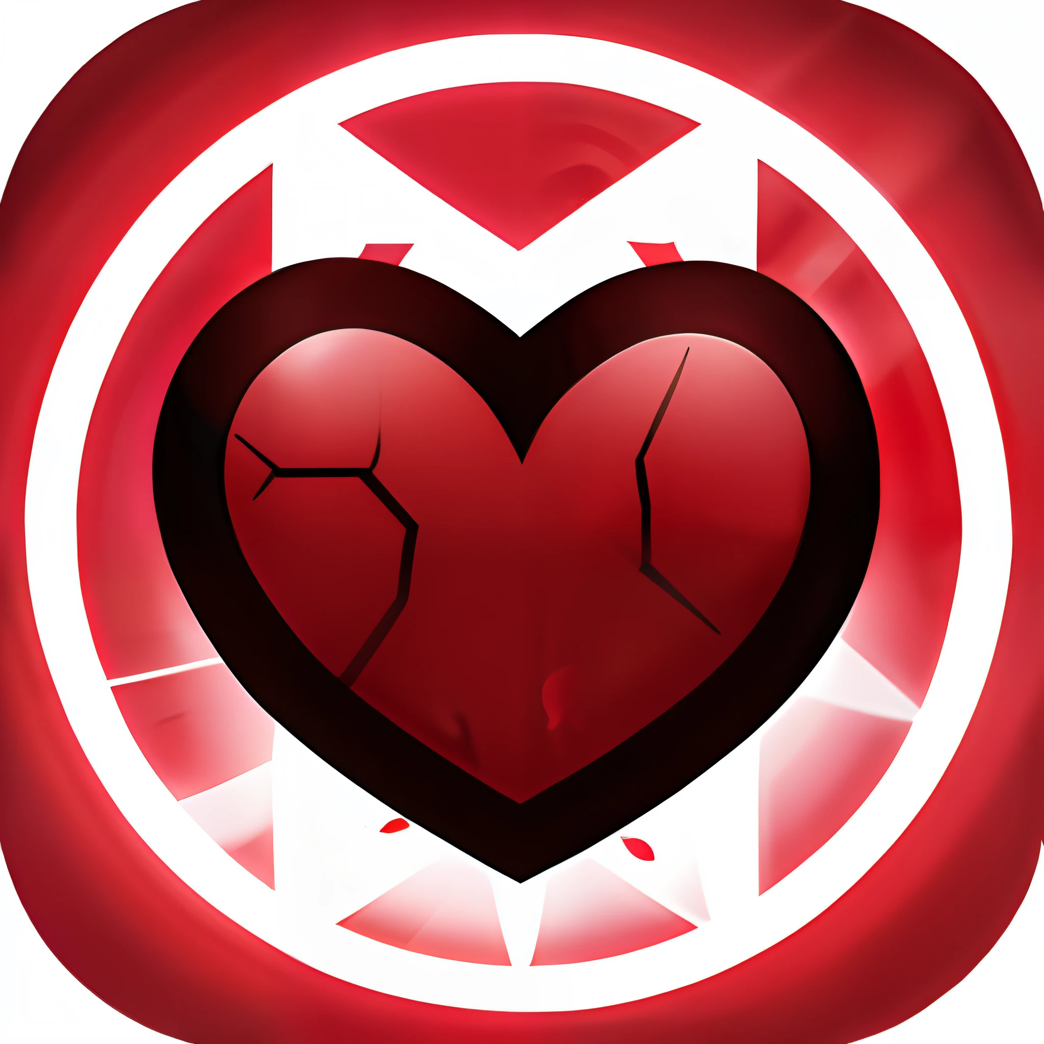 Red border,Game skill icon,heart symbol,mental control,Japanese elements。