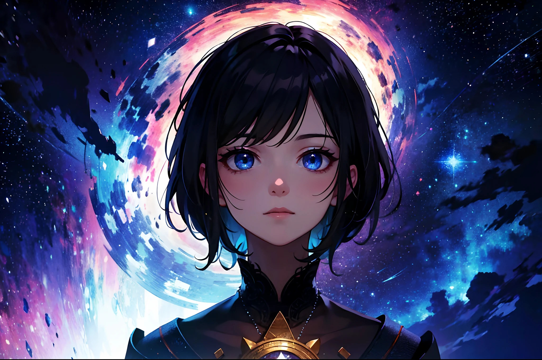 offcial art, Unity 8k wallpaper, Ultra detailed, Beautiful and aesthetic, Masterpiece, Best quality, Tangled, entangle, 1girll，Gaze at the stars