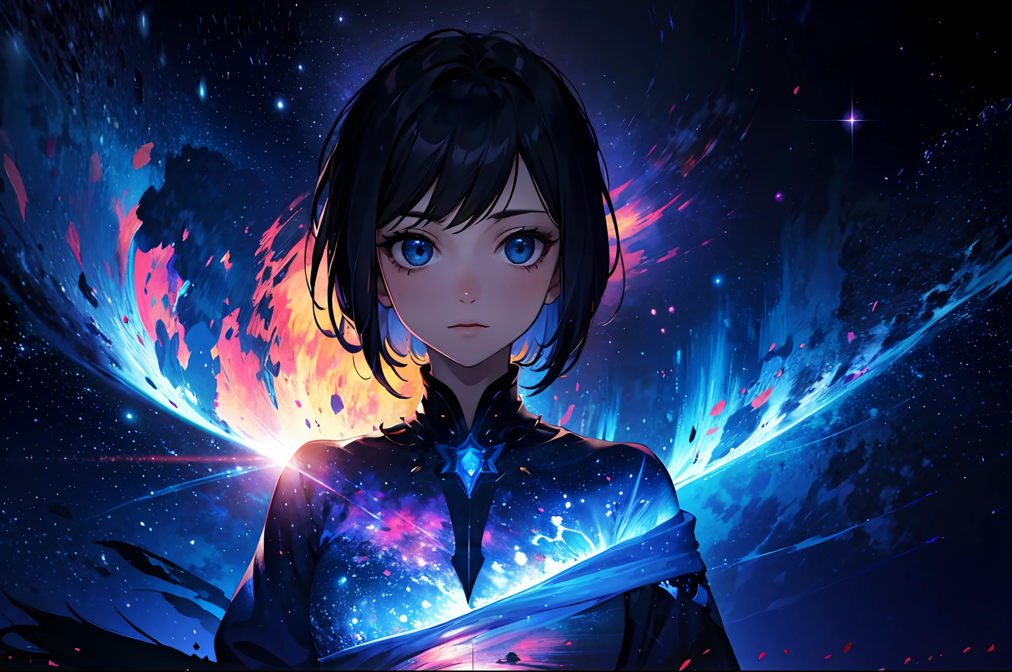 offcial art, Unity 8k wallpaper, Ultra detailed, Beautiful and aesthetic, Masterpiece, Best quality, Tangled, entangle, 1girll,Gaze at the stars