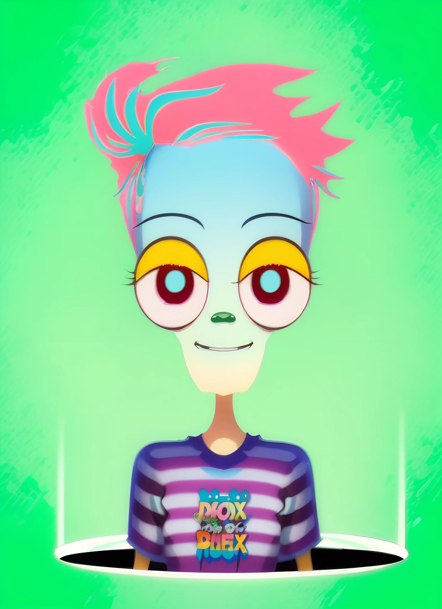 cartoon drawing of a person with a weird hair and a weird face, candypunk character design, 2d illustration, 2 d illustration, gorillaz style, colorfull illustration, 2 d gorillaz, acid pixie, 2d digital illustration, 2 d anime style, in style of digital illustration, cartoon digital painting, digital character illustration, 2d matte illustration, 2 d style