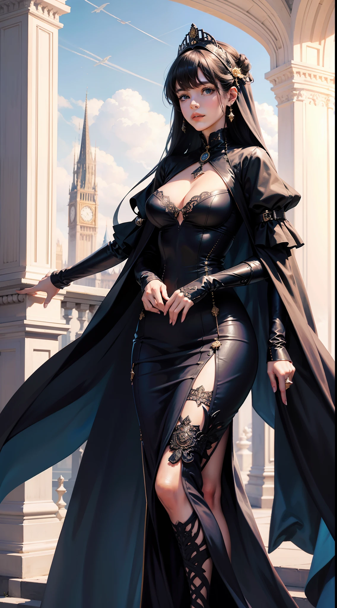 Beautiful woman in intricate Futuristic Victorian Outfit