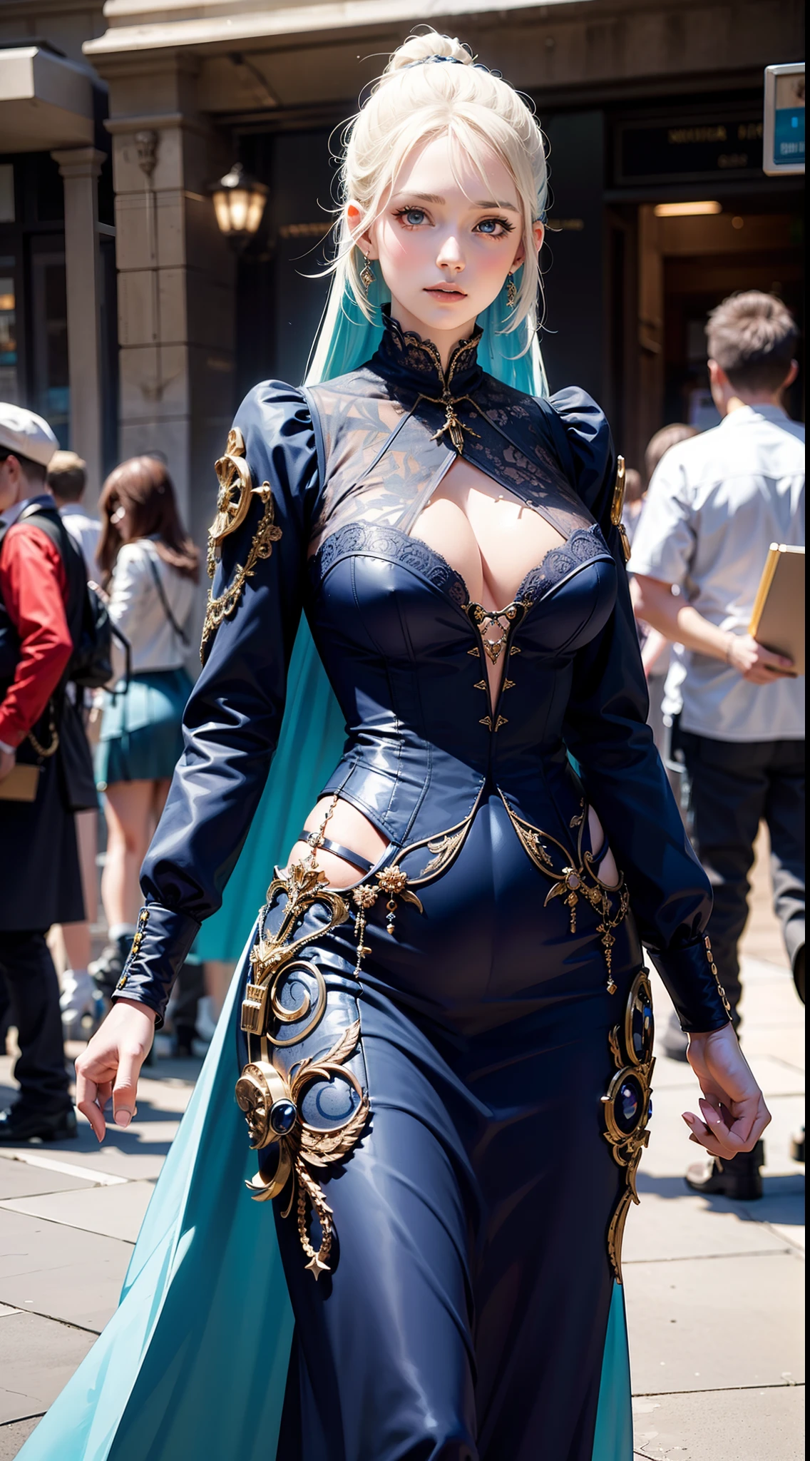 Beautiful woman in intricate Futuristic Victorian Outfit