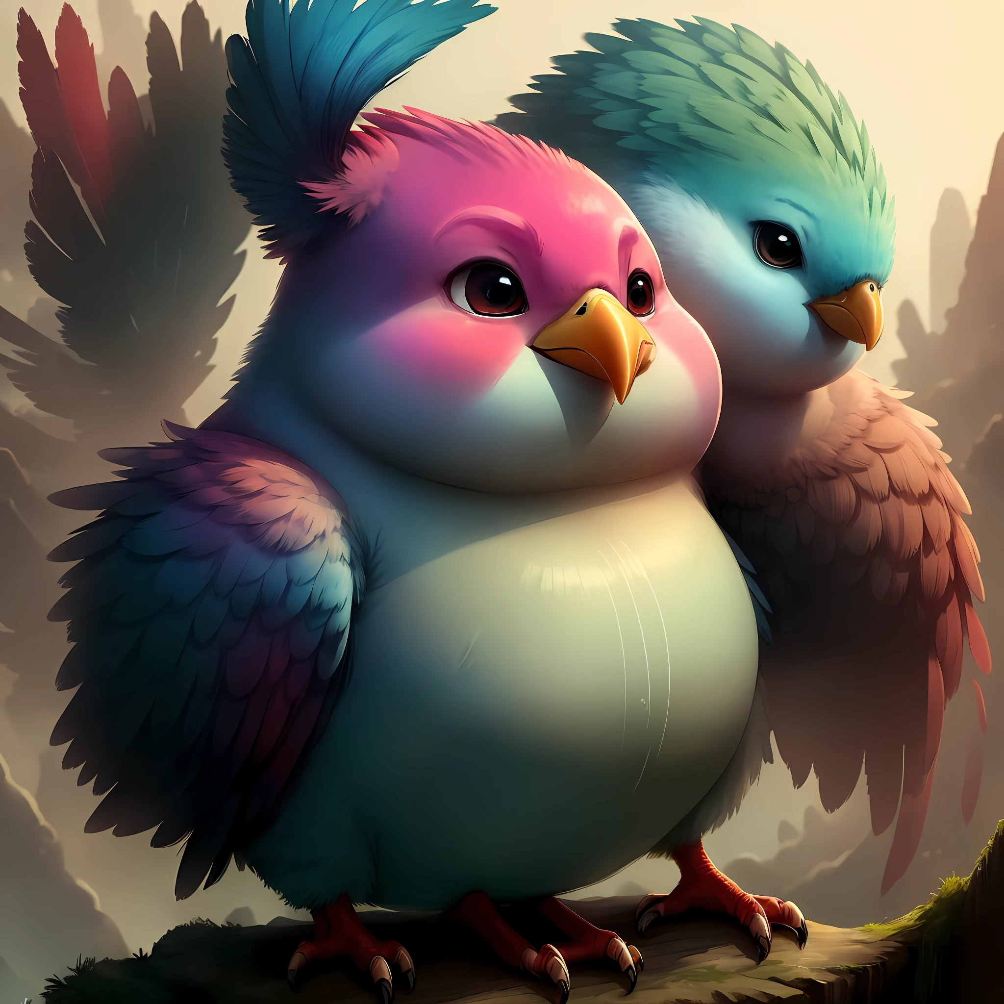 A cute and mischievous chubby bird in red,background whites