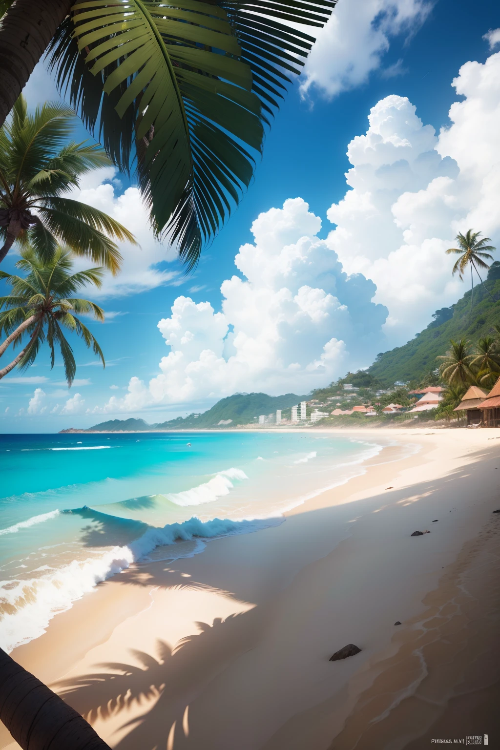 praia paradisiaca, estilo caribe, coquiros fundo borrado (obra-prima) (8k high resolution) (melhor qualidade) (Ultra Definition) (Ultra realista)(Foto RAW) (Foto realista) (bright illumination)