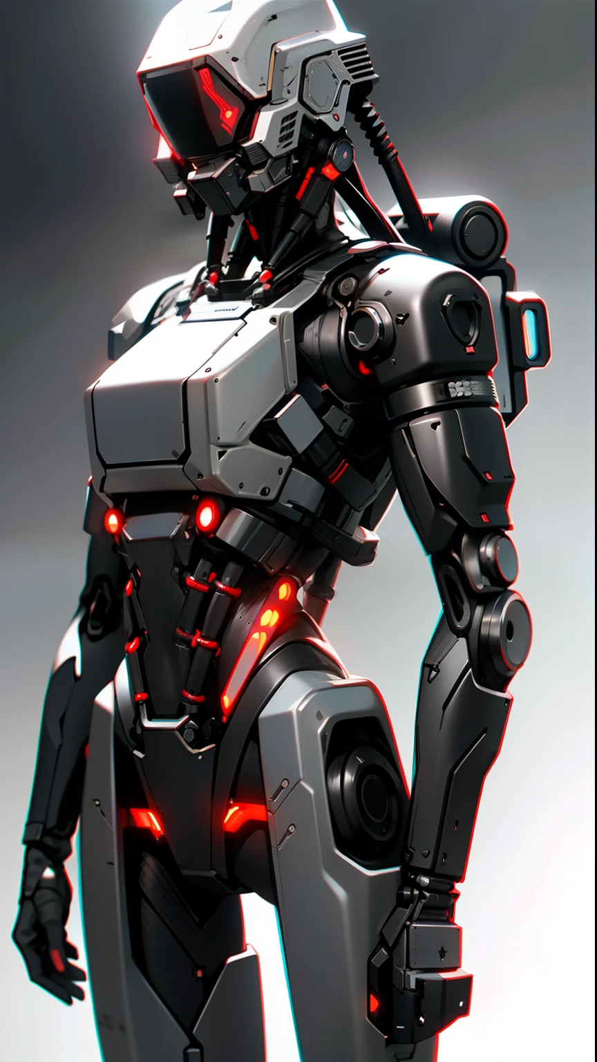 AB_robot,elysium,anatomically perfect (woman:1.2),carbon fiber,tactical, black metal, wiring,glowing eyes,artificial muscle,exposed machinery,LED lights,