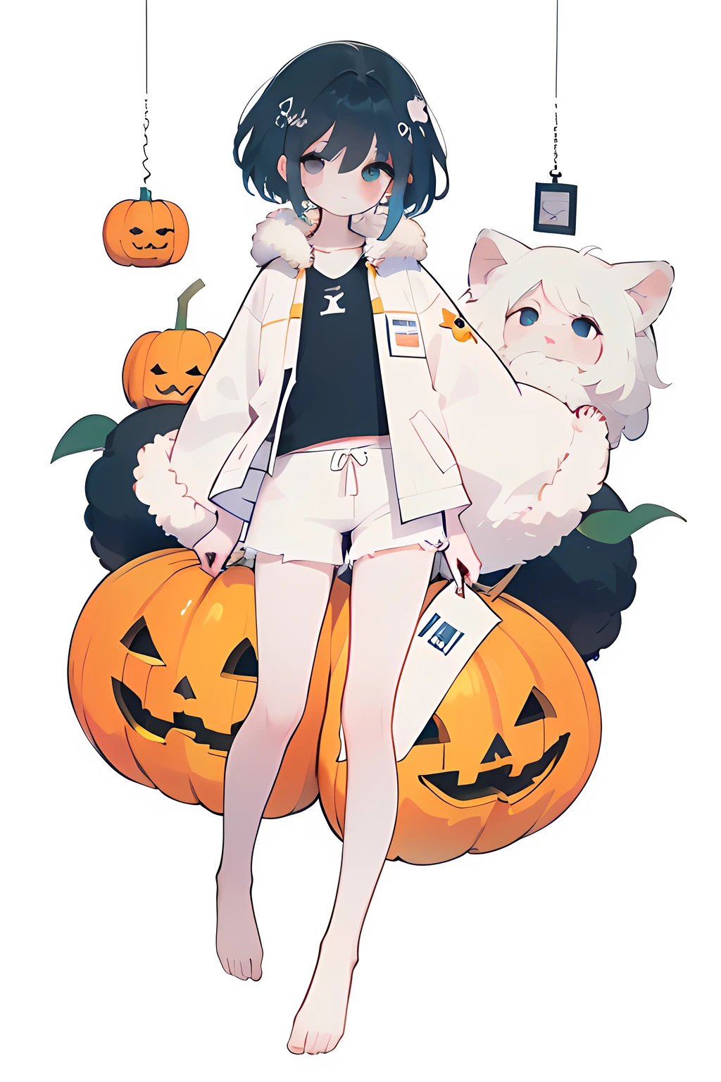 full body,Leg loop,nice feet,Masterpiece, girl,(mature),flat coating, flat coating, (sheet), sheep and sheep ,sheep, ////Horn, white fur, meat pad, hair bell, wind chime, disc horn, /////white windbreaker, pumpkin white underwear, pumpkin, small and delicate grass, white fluff,nijistyle,White shorts,white background,cuteloli,black background,woman,niji,mij,miji,sketch by NTY