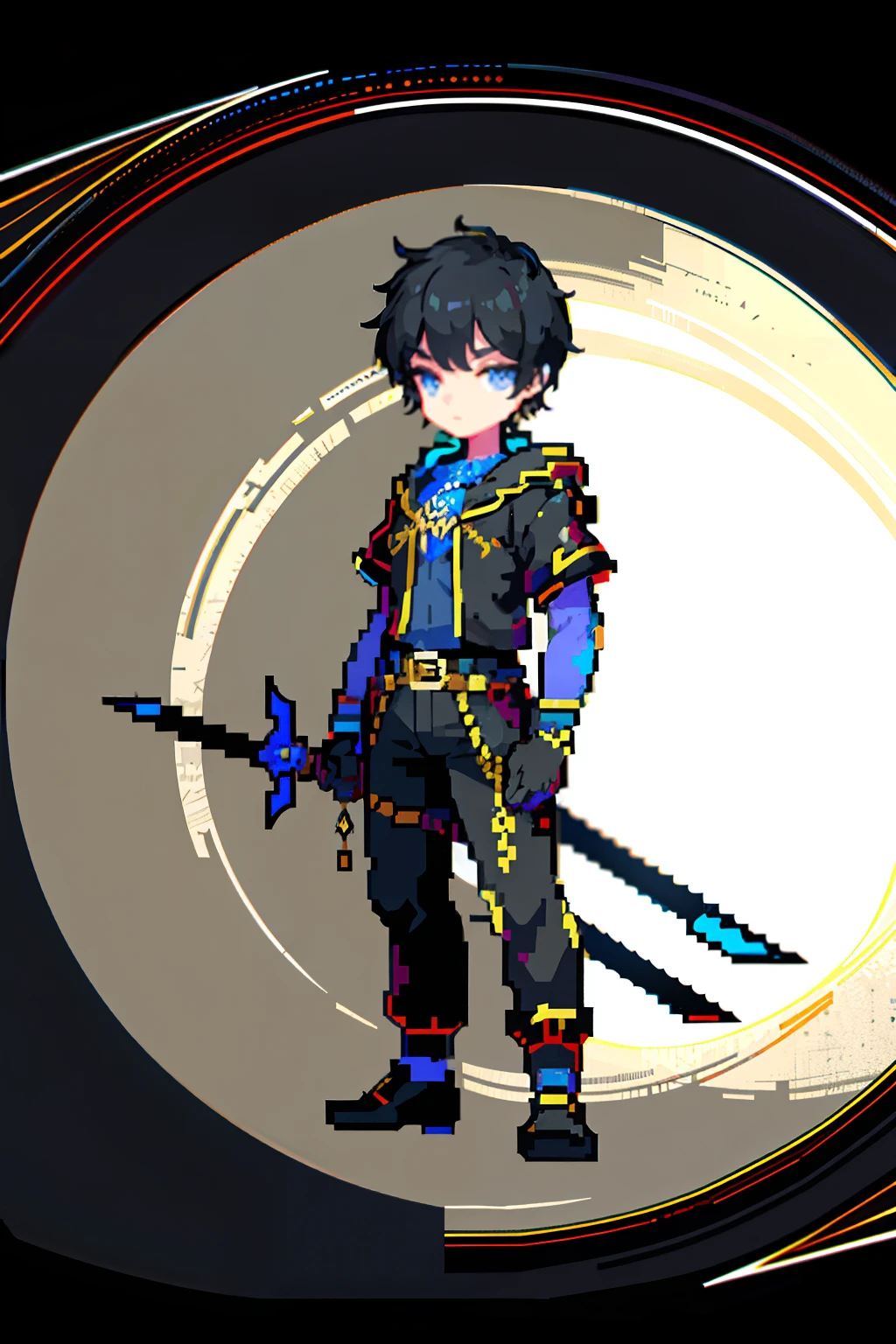 "(tmasterpiece, Best picture quality, High pixel, The dark fantasy style that emphasizes the character's whole body,Wearing a solid black coat,There is a giant sword