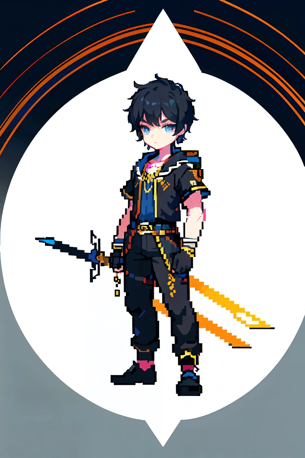 "(tmasterpiece, Best picture quality, High pixel, The dark fantasy style that emphasizes the character's whole body,Wearing a solid black coat,There is a giant sword