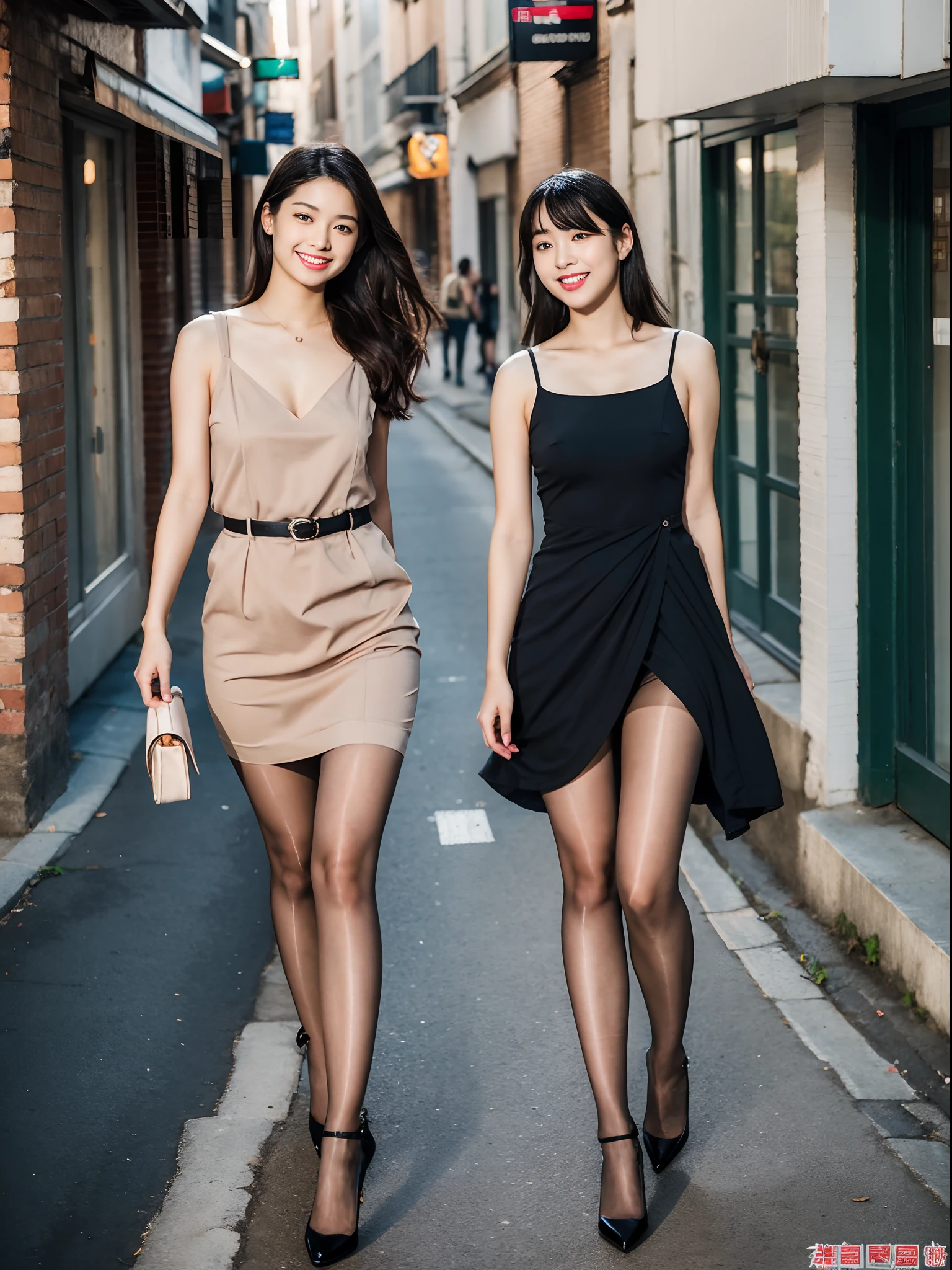 ,(RAW photo:1.2), (Photorealistic:1.4),Beautiful Meticulous Girl, very detailed eyes and faces, Beautiful detailed eyes, ultra - detailed, A high resolution, The is very detailed,best qualtiy,1个Giant Breast Girl,tmasterpiece,Beautiful outfit,a skirt,illustratio,The is very detailed,unified,8k 壁纸,finely detailled,tmasterpiece,best qualtiy,1个Giant Breast Girl,16 yaers old,Hipster girl,(Camel toes),(full bodyesbian),are standing,1girll,solo person,lacepantyhose,Black color hair,shift dresses,short skirt,A-line skirt,long whitr hair,full bodyesbian,looking at viewert,无袖,cropped shoulders,ssmile,are standing,sleevelessdress,high-heels,bshoulders,Black shoes,Urban streets