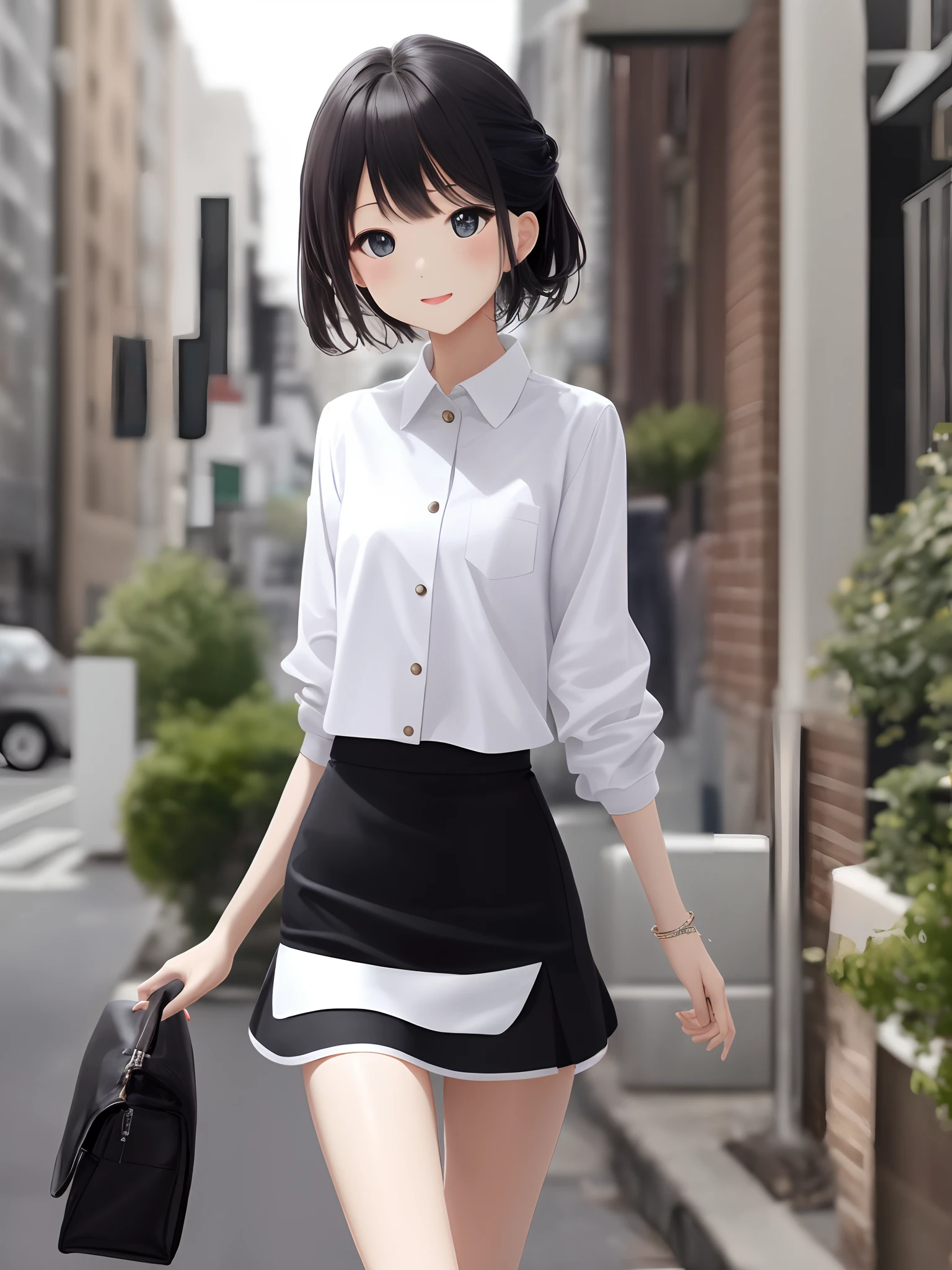 Two-dimensional girl white silk cute miniskirt