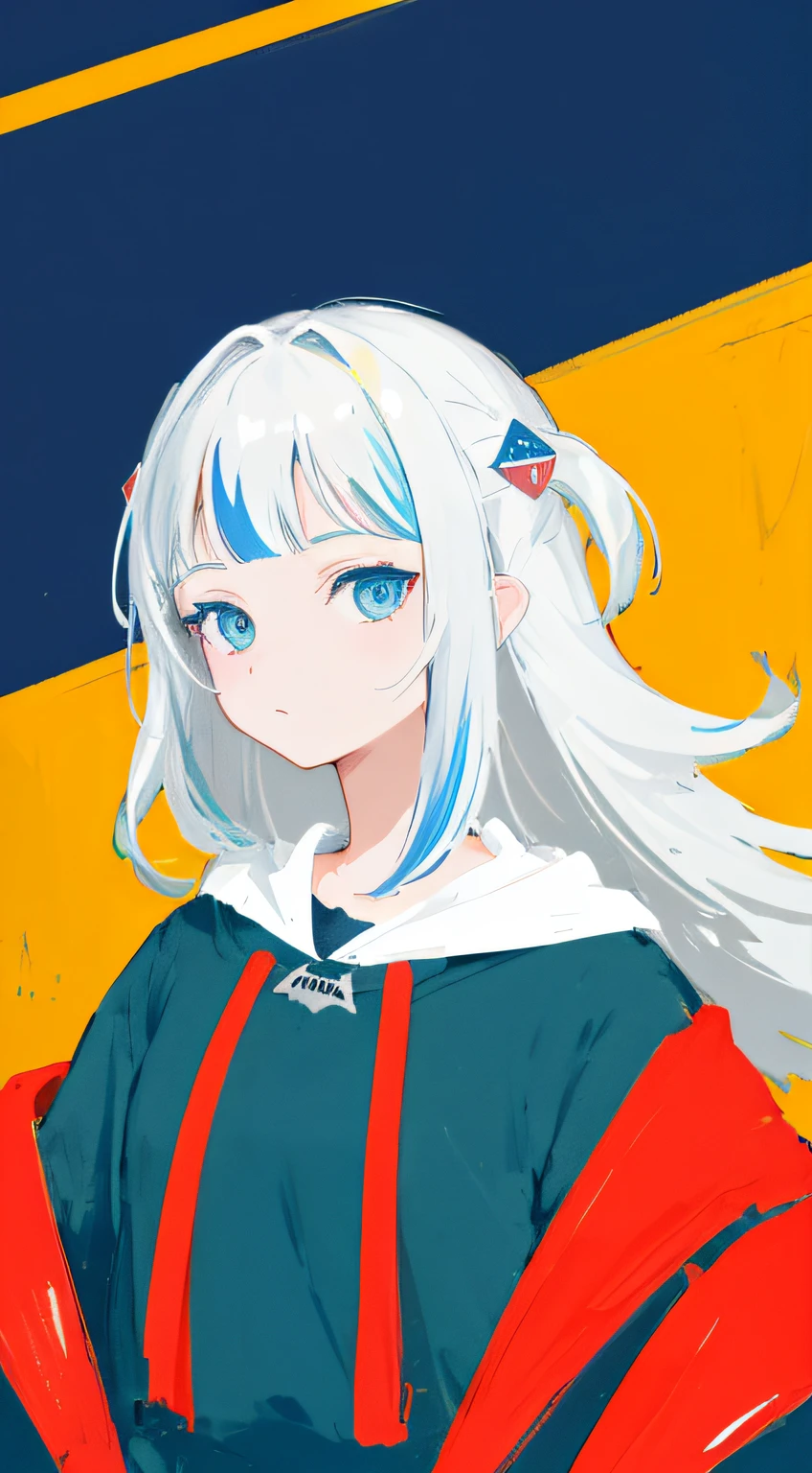 (人物: Gawr Gura), (flat color:0.9),(colorful:1.1),(masterpiece:1,2), best quality, masterpiece, highres, original, extremely detailed wallpaper, looking at viewer,,,1girl,solo,Portrait