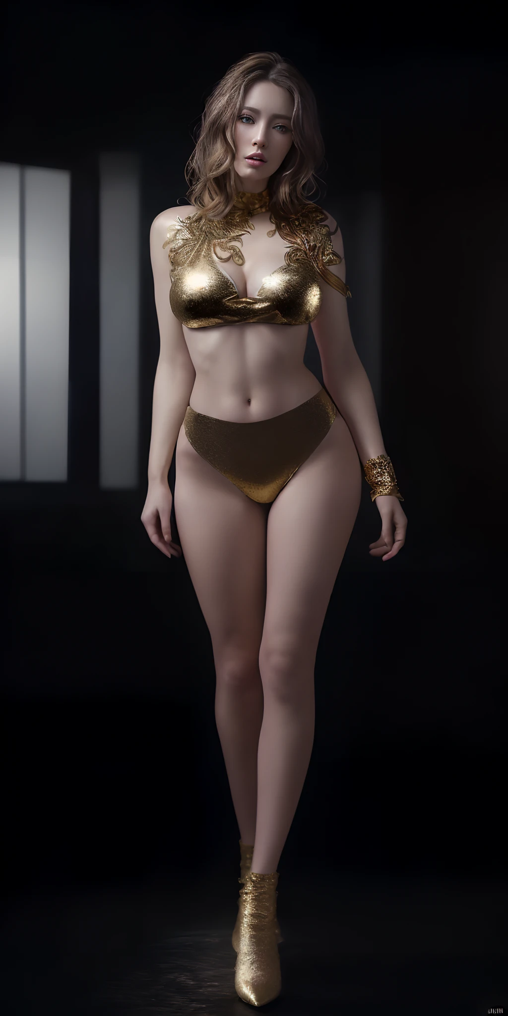 (full body shot)a East European woman, luminous design, masterpiece, best quality, extremely detailed 8k, ultra hd, ultra-detailed, highly detailed, highly realistic, (ultra-realistic), hyperrealistic, Real life style, (((top quality, masterpiece: 1.3)), (((Russian beauty)), （tmasterpiece，top Quority，best qualtiy，offcial art，Beautiful and aesthetic：1.2），（1girll），Extremely detailed，Colorful，highestdetailed，offcial art，Unified 8K wallpapers，ultra - detailed，Beautiful and aesthetic，beautiful breasts，tmasterpiece，medium tit，exposing her chest，best qualtiy，（zentangle，datura，Tangles，entangled），holy rays，gold foil，Gold leaf art，glitter drawing，PerfectNwsjMajic (cinematic:1.5)(Top Quality, 8k, 32k, Masterpiece, UHD: 1.3)