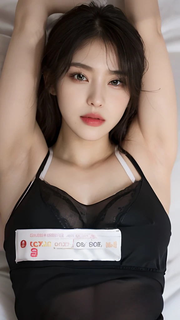 (RAW photo, best quality, masterpiecel1.47), (realistic, photo-realistic:1.35),Ace, 4k, High Resolution, Masterpiece, Best Quality, Head:1.3, Korean(K-pop Idol), Fine Skin, Sharp Focus, ((erectnipples)), (Cinema Lighting), Clavicle, Morning, Soft Light, Dynamic Angle, [: (detailed face:1.2):0.2], armpit wrinkles, thigh gap, dynamic pose(open legs, spread legs:0.9), (solo), (black(loose and oversized)cami), ((high legs cut)lace panties), slim, natural(small-breasts), cleavage, full body, erotic, ((erectnipples)), (female pubic-hair:1.35), (puffy eyes:1.3), (slim legs),