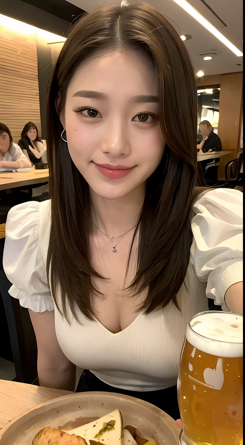 there is a woman sitting at a table with a cake and a drink, ulzzang, korean girl, 🤤 girl portrait, photo of slim girl, 19-year-old girl, a young asian woman, with long hair, a cute young woman, 18 years old, young asian girl, asian girl with long hair, gorgeous young korean woman