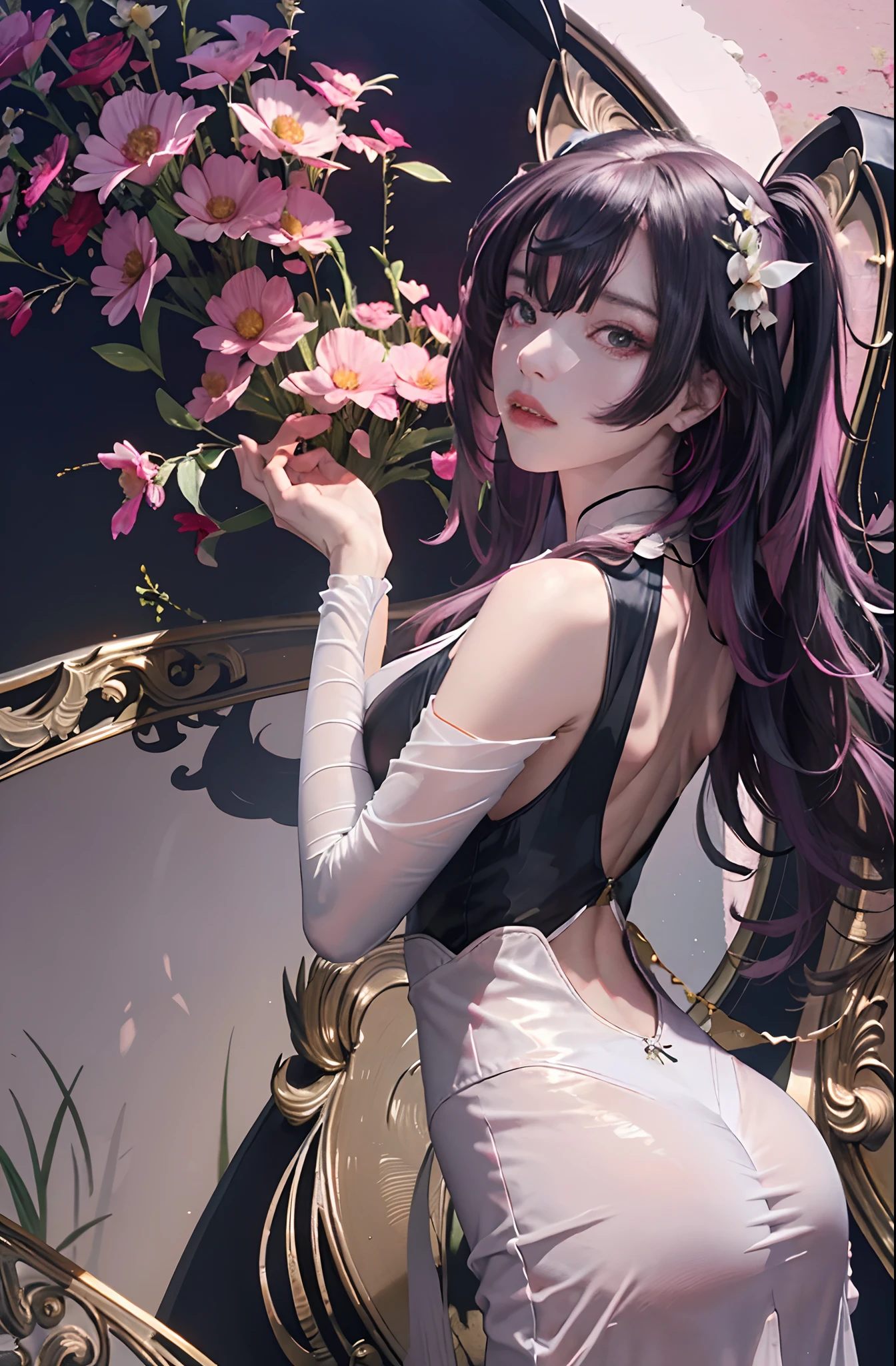offcial art,Unity 8k壁纸,ultra - detailed,aestheticly pleasing,big breasts beautiful,tmasterpiece,best qualtiy,
darkly, atmospurate, mistic, romanticism lain, spine-chilling, Literary, Artistically, Fashionab, victorian age, decor, iintricate, ironwork, Lace, Contemplative, emotive depth, supranatural,
1girll,独奏, coll,Pink cute,Pink tender,Proud and holy,divino,big breasts exposed cleavage,Leaky shoulders,Milk fat buttocks,huge tit,Double breasts,Reallightandshadow,cinematric light,SENSE OF CINEMA,Light effect,Holy,