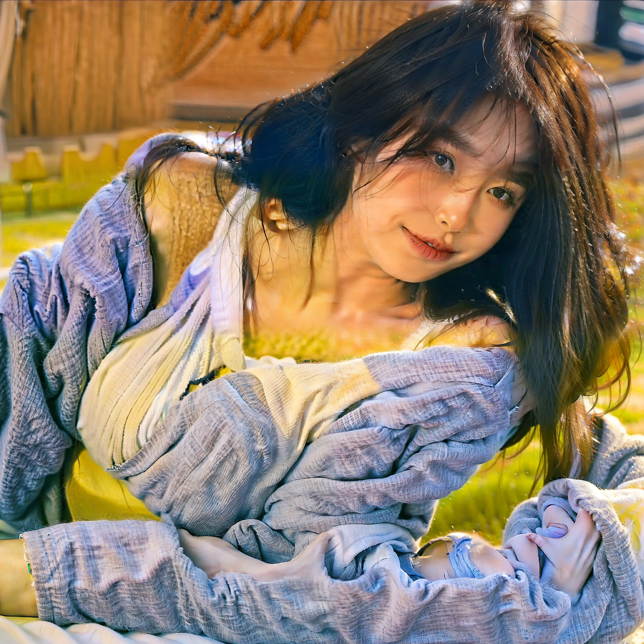 (8k, RAW photo, best quality, masterpiece:1.2), yjnn, 1girl, 3d, asian, bangs, bare_shoulders, bow, bra, breasts, brown_eyes, brown_hair, cleavage, grey_background, lips, long_hair, long_sleeves, looking_at_viewer, medium_breasts, navel, nose, off_shoulder, open_clothes, open_shirt, panties, realistic, shirt, solo, stomach, underwear, undressing, upper_body, white_bra, white_panties, white_shirt,Shiny skin, beautiful delicate face, beautiful delicate eyes ,(realistic, photo realistic:1),Lie down on the bed
