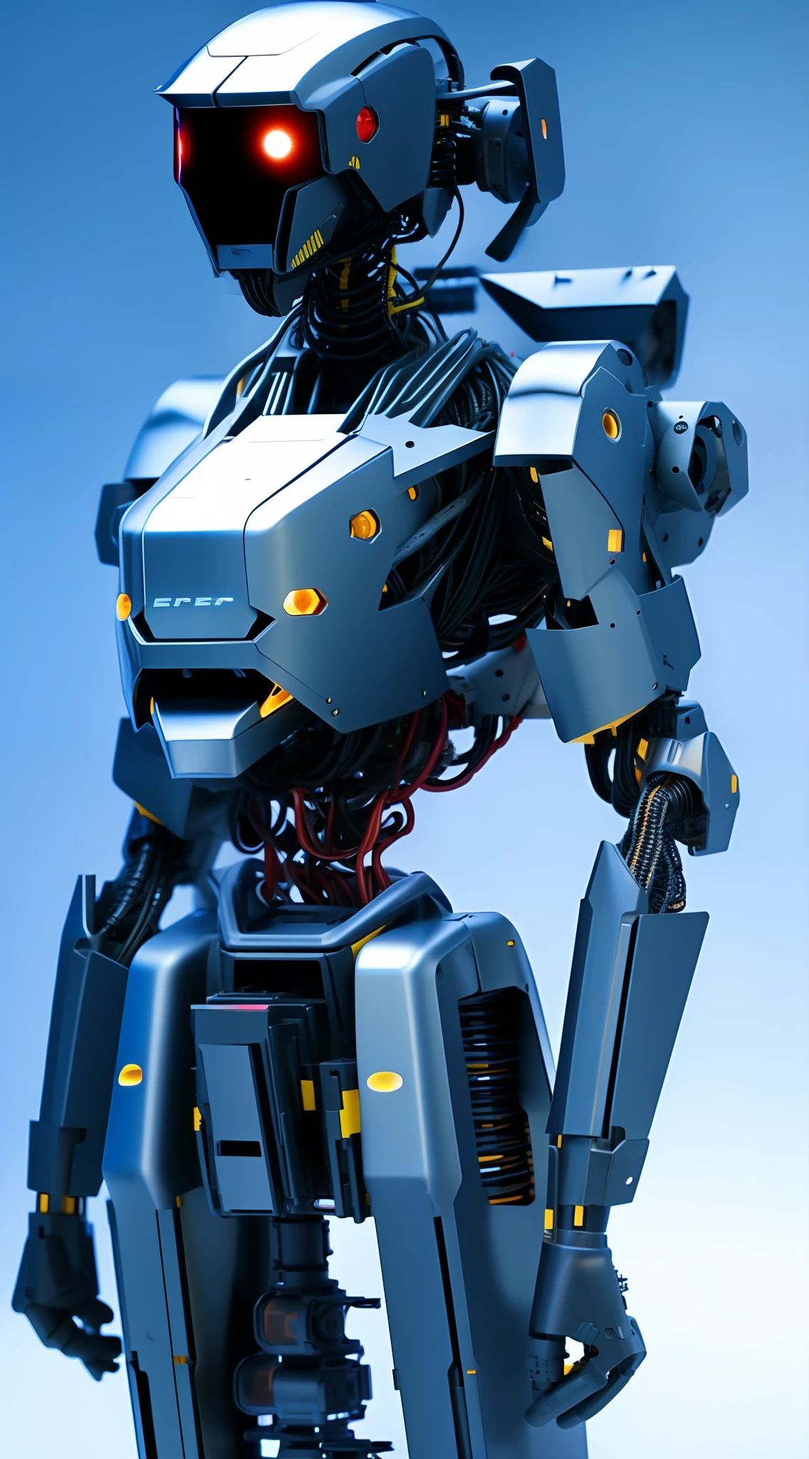 Industrial design style,robot,Anatomically perfect ,carbon fibers,tactical, Black metal, wiring,Glowing eyes,Artificial muscles,Exposed machinery,LED lights,Shrink the head