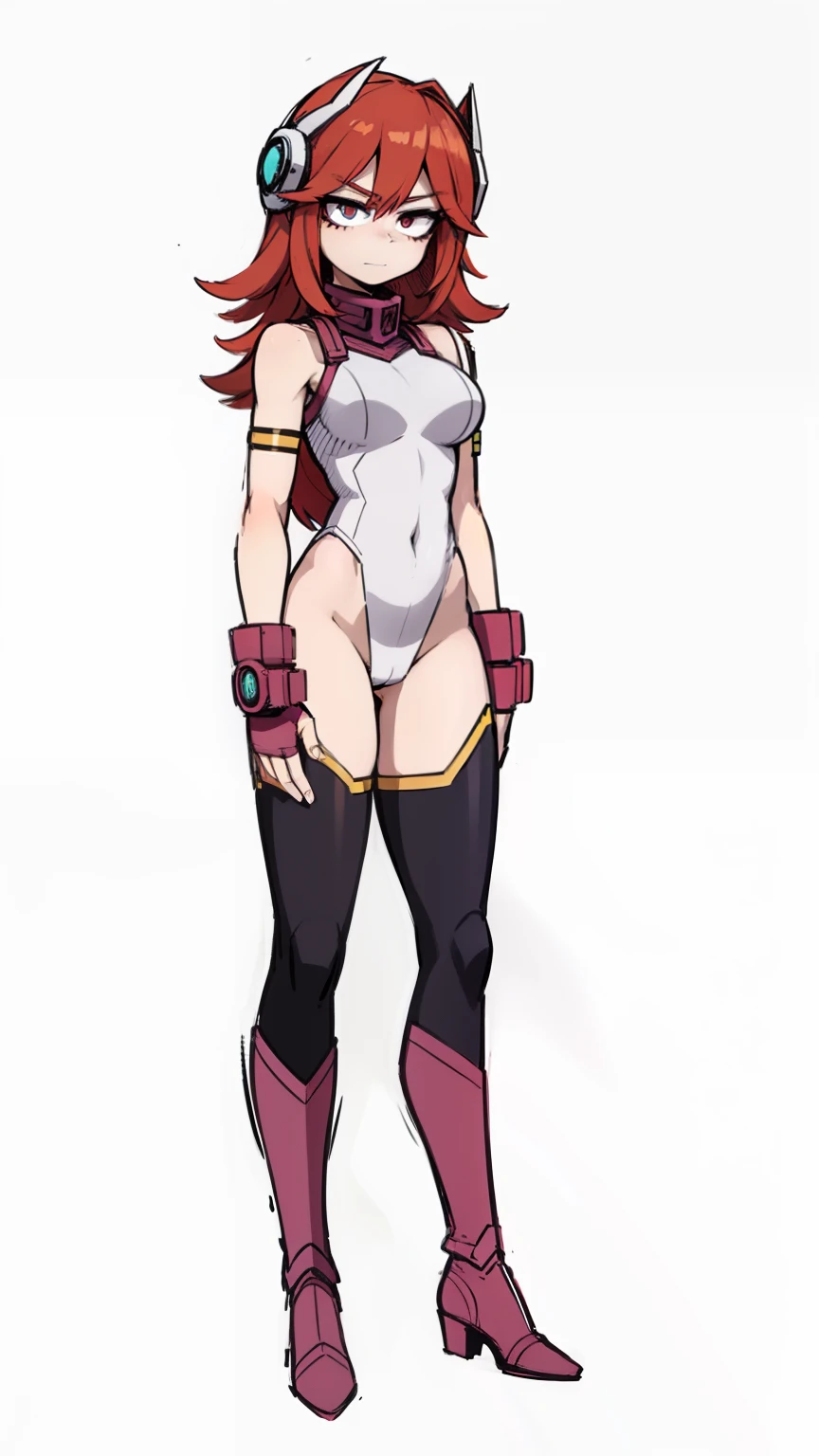 My Hero Academia Style, Anime Girl, Female, Trending on ArtStation Pixiv, (Full Body Shot:0.5), wide hips, Large breast, wide thighs, Perfect Anatomy, Super Detailed, Hero Costume, Full Body Suit, Head Covering, Helmet, Face Covering, Mask, redhead, violet eyes,