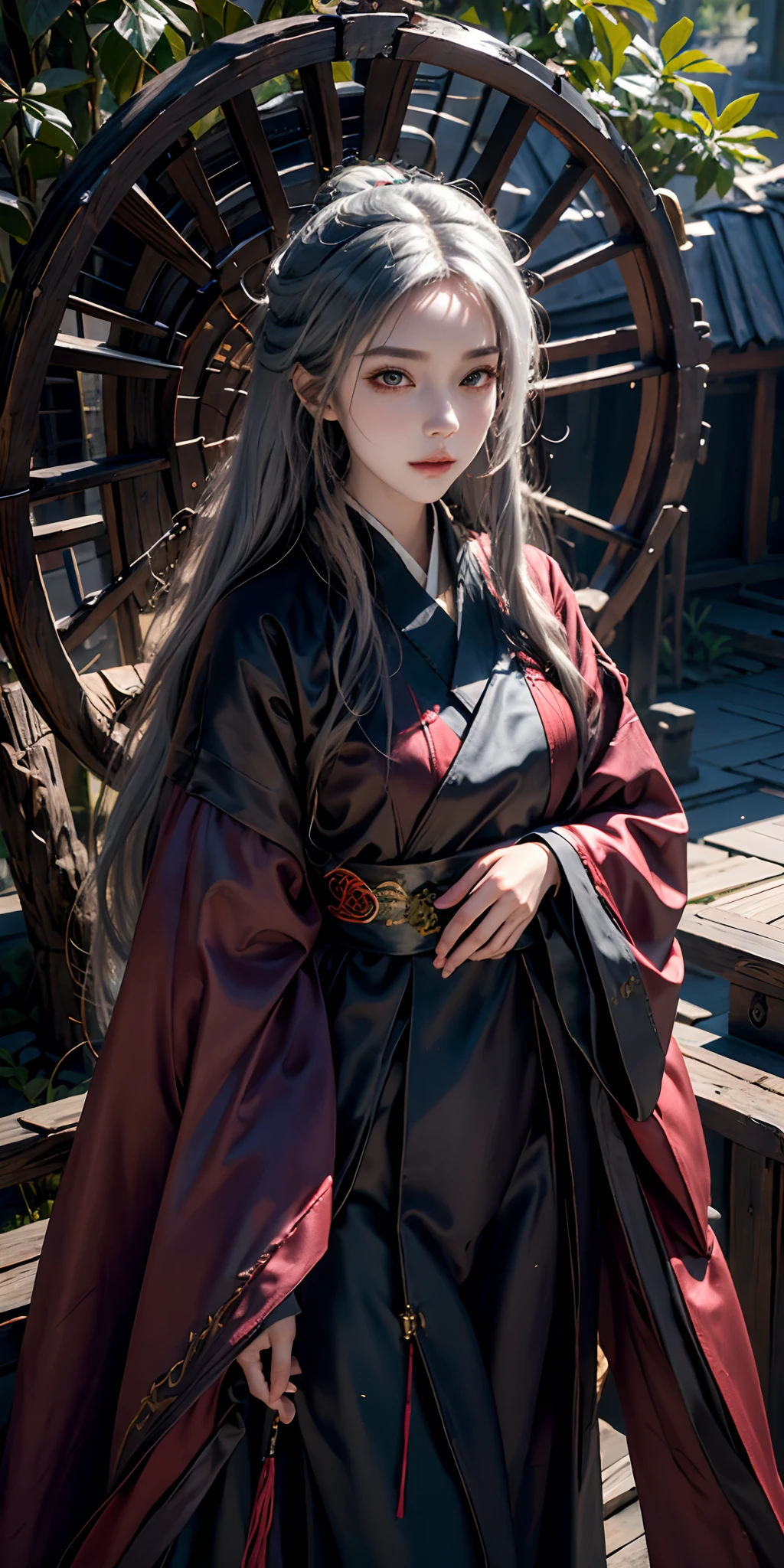 1girl,solo, official art, unity 8k wallpaper, ultra detailed, beautiful and aesthetic, beautiful, masterpiece, best quality, Kitsune witch, fox mask, haori jacket, foxfire spell, fox familiar, transformation,depth of field,