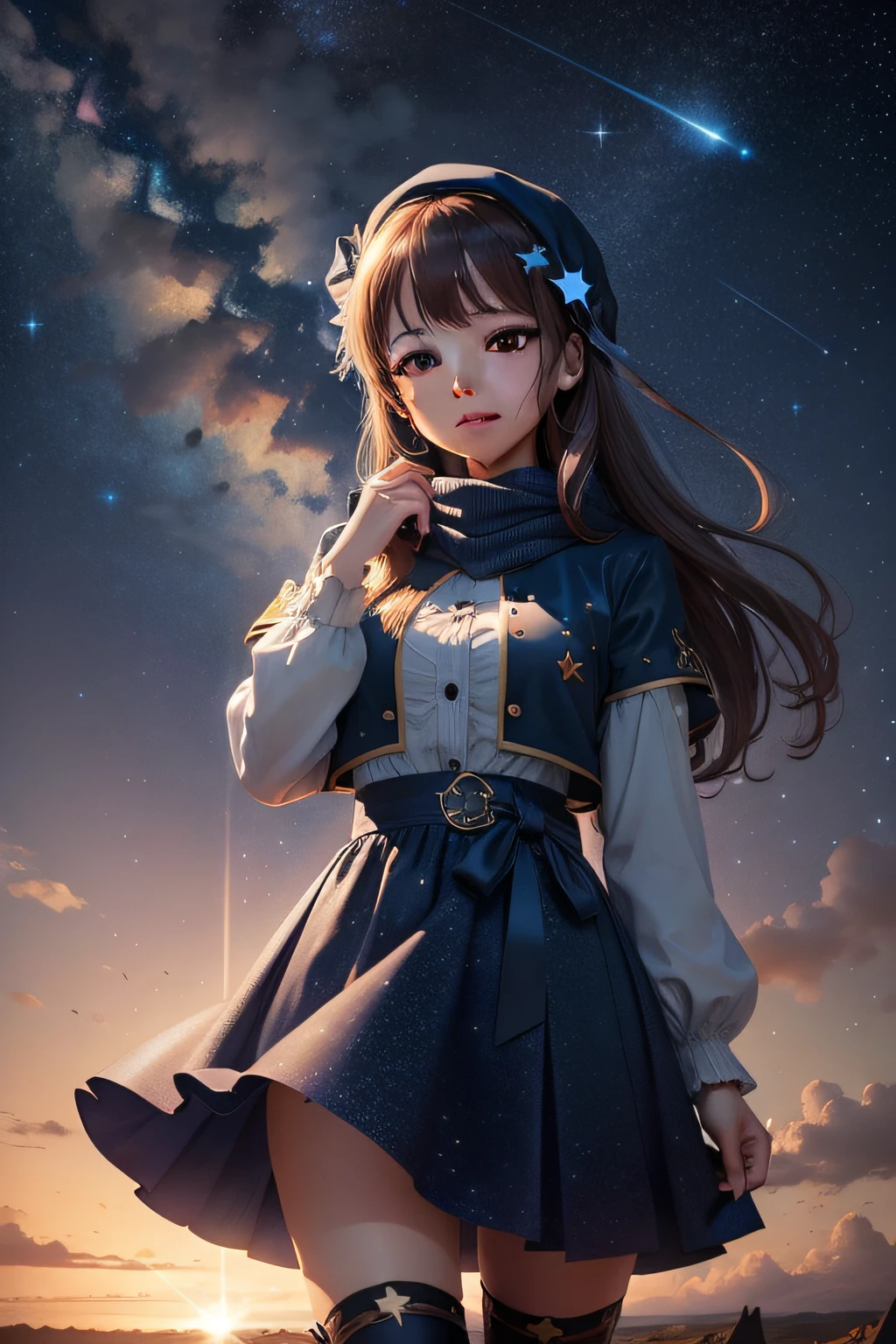 Girl Starry Sky Shooting Star