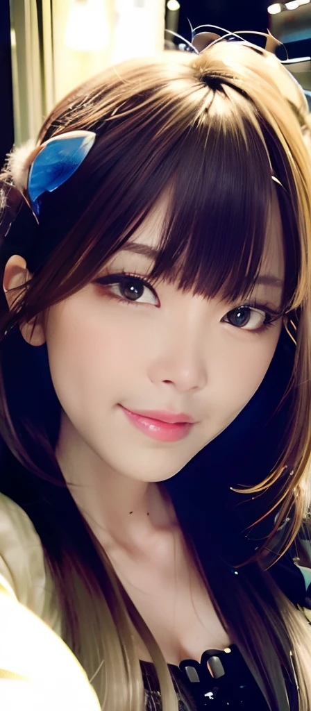 Beautiful selfie，front-facing looking at camera，the night，orthofacial
