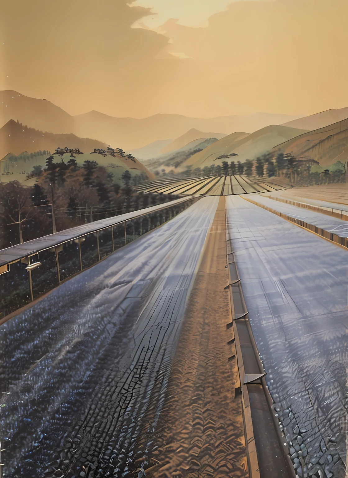 Mountainous area in eastern Liaoning,an ultrafine detailed painting by Ni Yuanlu, unsplash, Realism, Hasselblassel-Kwas, aenami alena, Solar Field Plain, bo xun ling, Other Gursky, photo from a spectator, knitted mesh material, Ginseng cultivation sites, exploitable image