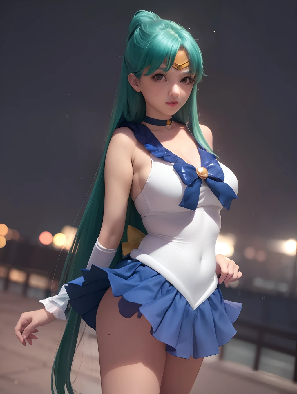 rialistic photo、An ultra-high picture quality、Woman in blue Sailor Senshi Japan posing for photo, Anime girl cosplay, Sailor Senshi Cosplay, Sailor Venus Cosplay, Ami-chan, Ayaka Cosplay, cosplay foto, Kantai Collection Style, Trending on CGSTATION, full-cosplay, sakimichan hdri, inspired by Leng Mei, Seductive Anime Girl, trending at cgstation
