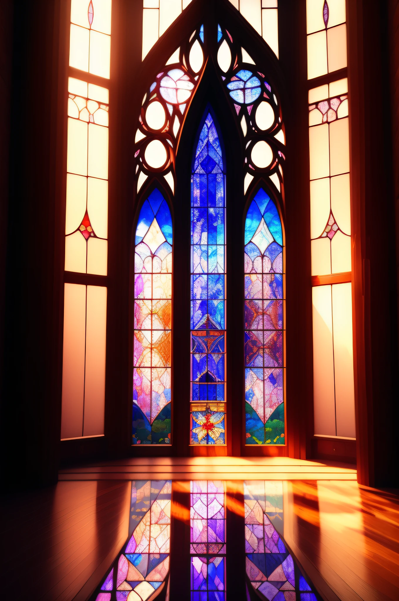 ((top-quality、8K、masterpiece:1.3))、stain glass、inside a church、mystical、