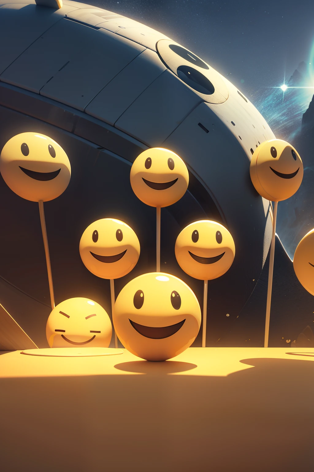 Full screen 3D smiley face emoji wallpaper