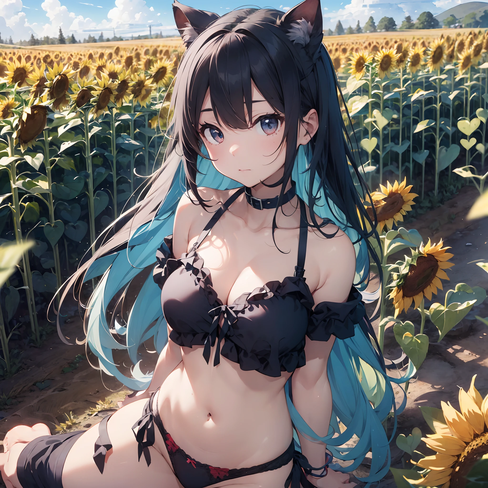 Movie angle、depth of fields、(Look at viewers)、(Right foreground:1)、(Standing photo:1)、
Cat Ears Girl, (独奏),Blue hair,(de pele branca:1), (Curvaceous:1.2), (wide  hips:1.1), Cat-eared girl,
(Sunflower field background)、(Sunflower field background:1.4)、Sunflower field background:1.4)、
(Red clothes)、(bare shoulders​、Red micro bikini)、(T-back panties:1.2)、
(poneyTail、hairs between eyes)、(Blue-haired)、(Akame)、(flat breast:1.2)、
deadpan、stunned、sleepy、
wakame、wakame、wakame、wakame、wakame、wakame、wakame、