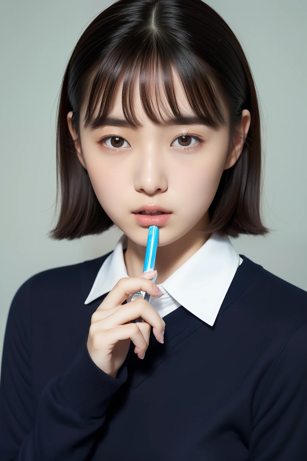 hi-school girl、full bodyesbian、with round face、shinny skin、shiny lip、Eros