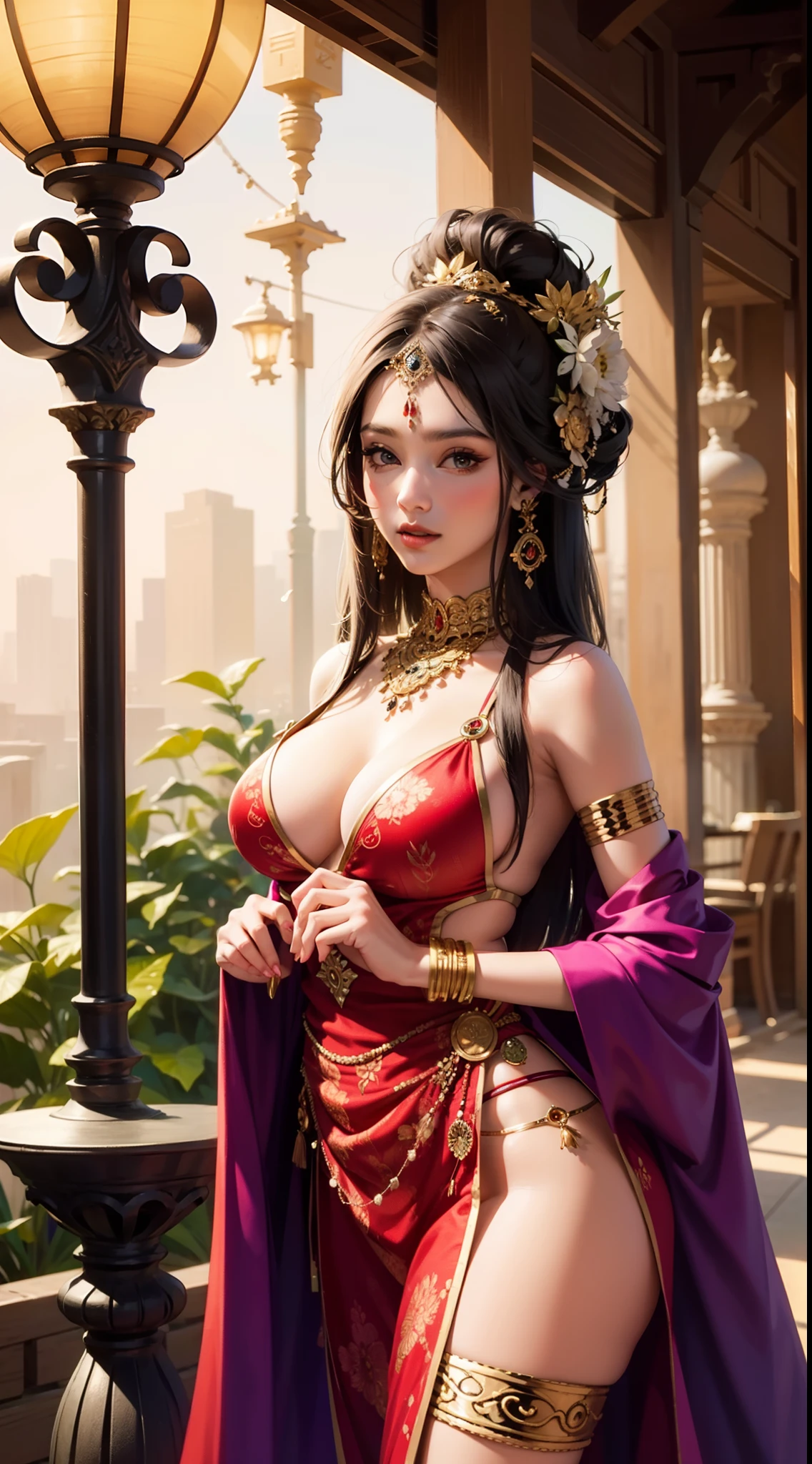 Beautiful woman in intricate Exotic and Tribal Fusion Outfit
