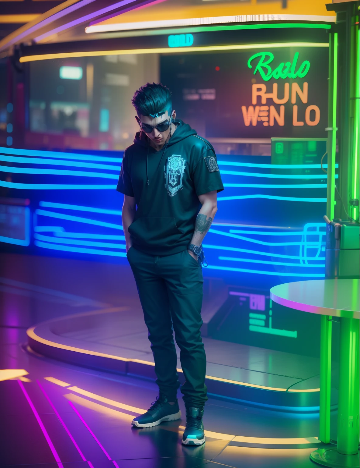Change background to cyberpunk, cool boy, 8k ultra realistic, stylish bad boy, realistic face, cyberpunk