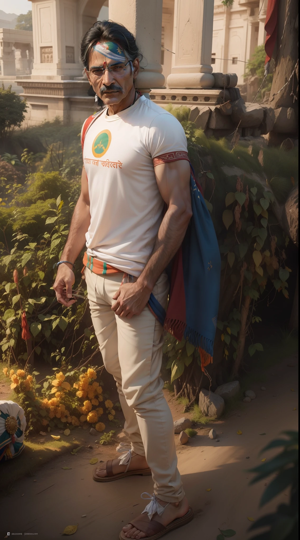 An Indian flag should be tied on the head realistic face 8k ultra realistic