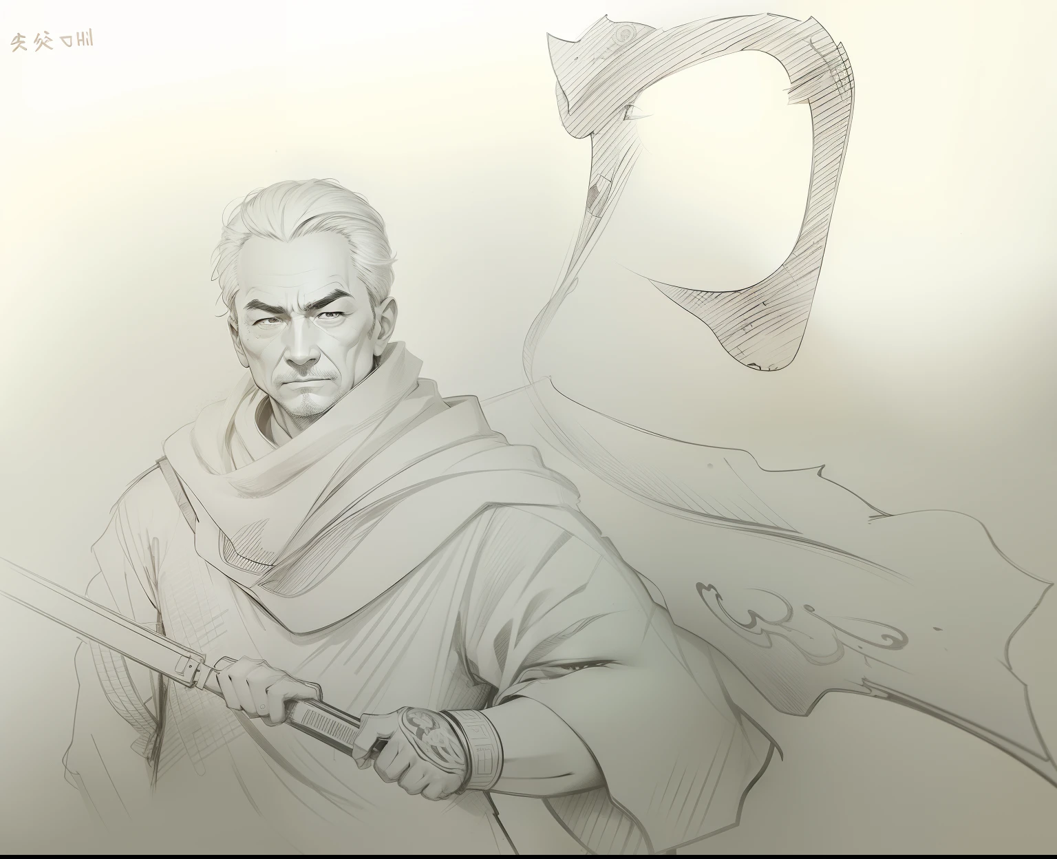 The character's face remains intact,Presented in ink cartoon style,HD graphics,add background。