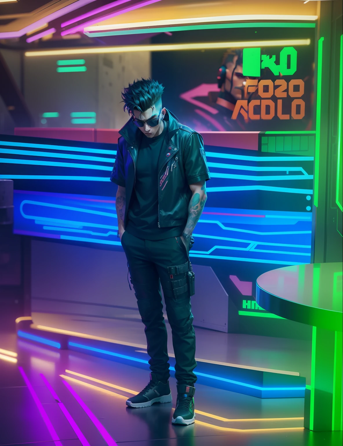 Change background cyberpunk, cool boy, 8k ultra realistic, stylish bad boy, realistic face, cyberpunk, messy quiff hairstyle, cyberpunk stylish bad boy look