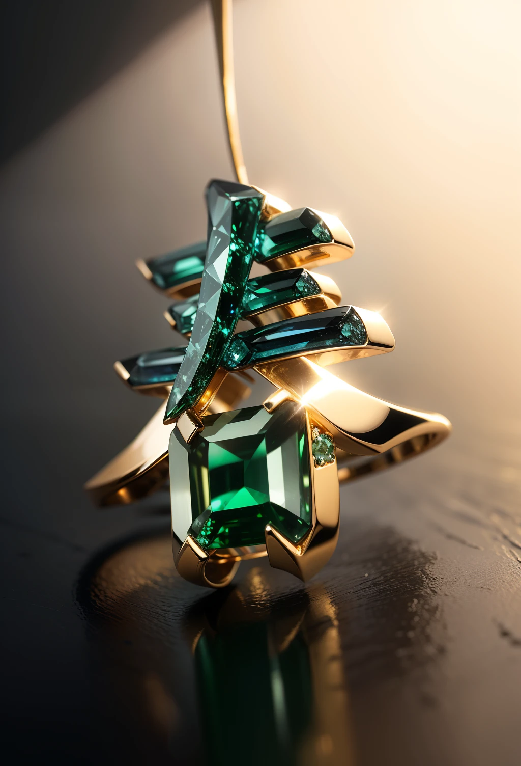 (tmasterpiece,best qualityer,ultra-precise detail),High quality jewelry,Green gemstones,brightly,Very bright in the light。