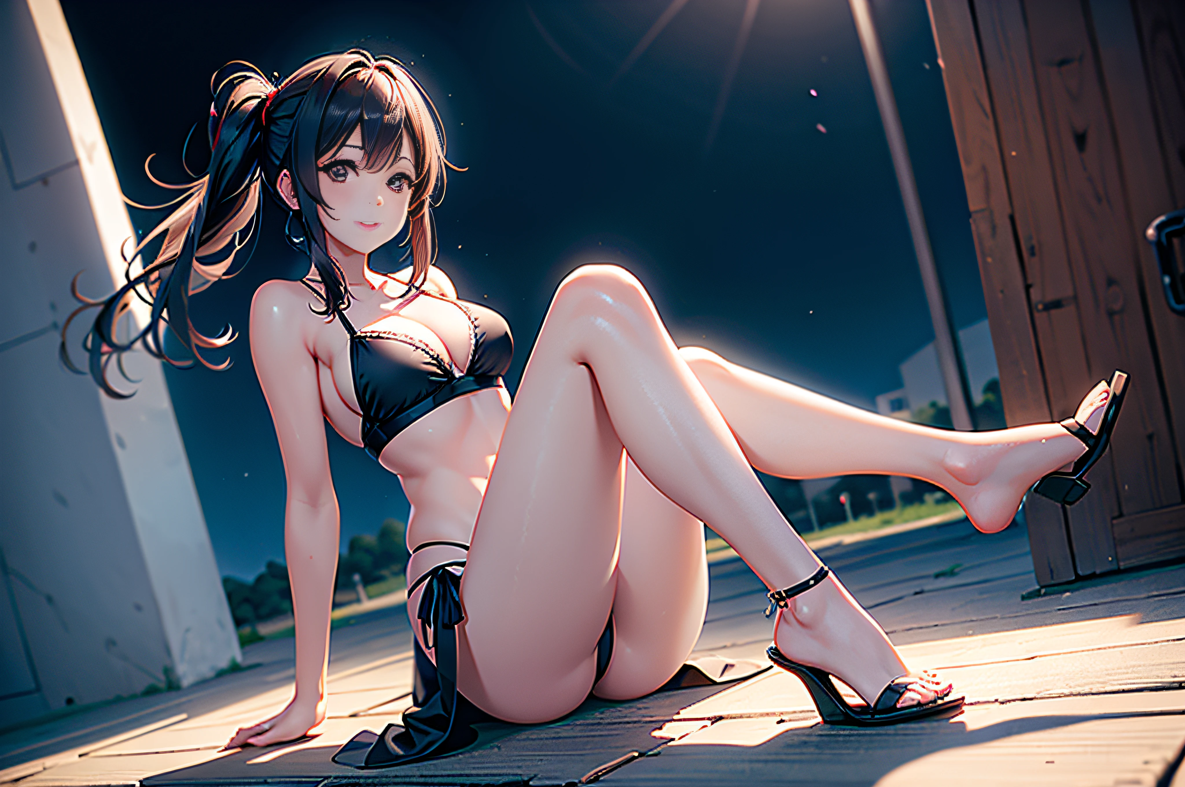 Mujer Hungara sentada con las piernas cruzadas en el suelo, Cara bonita con brazos y piernas, The anime girl is crouching, muslos redondos, Pose seductora profesional, young pretty gravure idol, 19 year old girl, sentada en el suelo, una linda joven、verano、Bragas de cuello blanco、Tiro de pantie,Una leve sonrisa、tacones alto, pelo corto, ojos negros, bufanda,, Trazado de rayos, NVIDIA RTX, Super resolution, Irreal 5, Sub-Surface Scatterring, Textura PBR, Post-procesamiento, Anisotropic filtering, profundidad de campo, Maximum clarity and sharpness, Texturas multicapa, Albedo y mapas especulares, Sombreado de superficies, Accurate simulation of light-material interaction, proporciones perfectas, Renderizado de alto octanaje, two-color illumination, amplia apertura, ISO bajo, 8k, camara CANON eos profesional lens 50mm