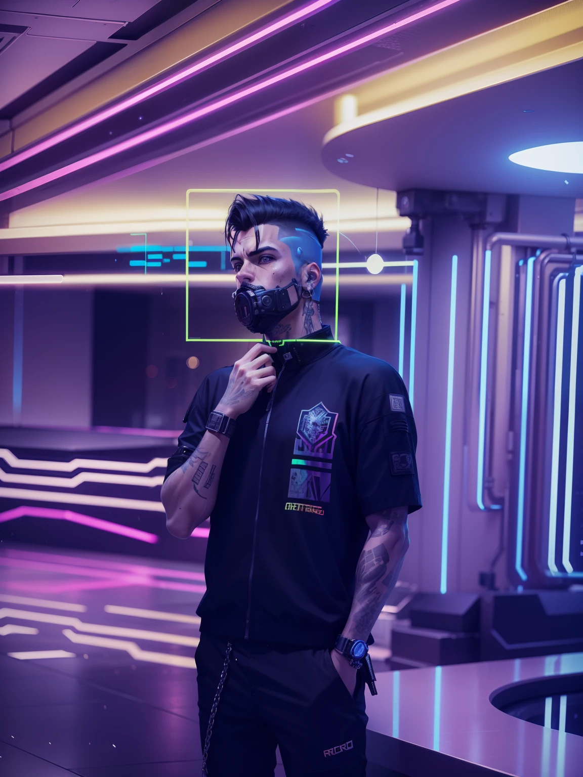 Change background cyberpunk, cool boy, 8k ultra realistic, stylish bad boy, realistic face