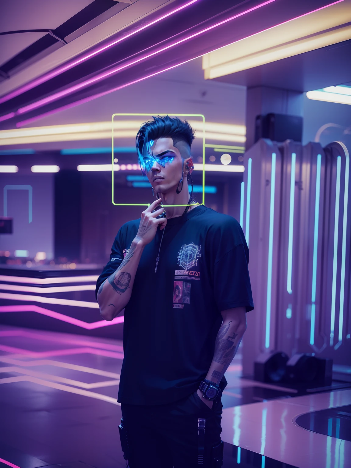 Change background cyberpunk, cool boy, 8k ultra realistic, stylish bad boy, realistic face