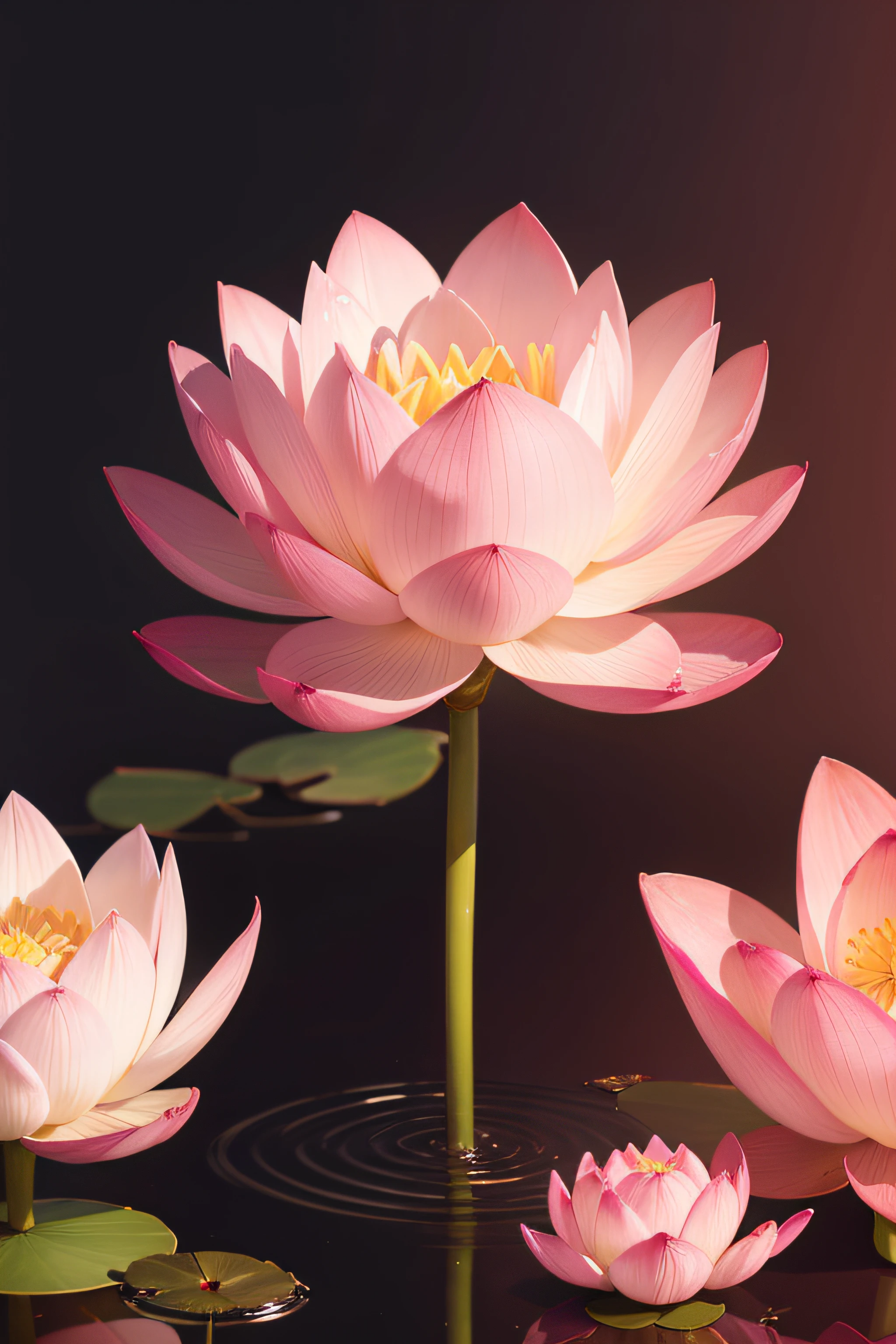 Pink lotus flower, 8 petals, Ultra resolution, vista por cima