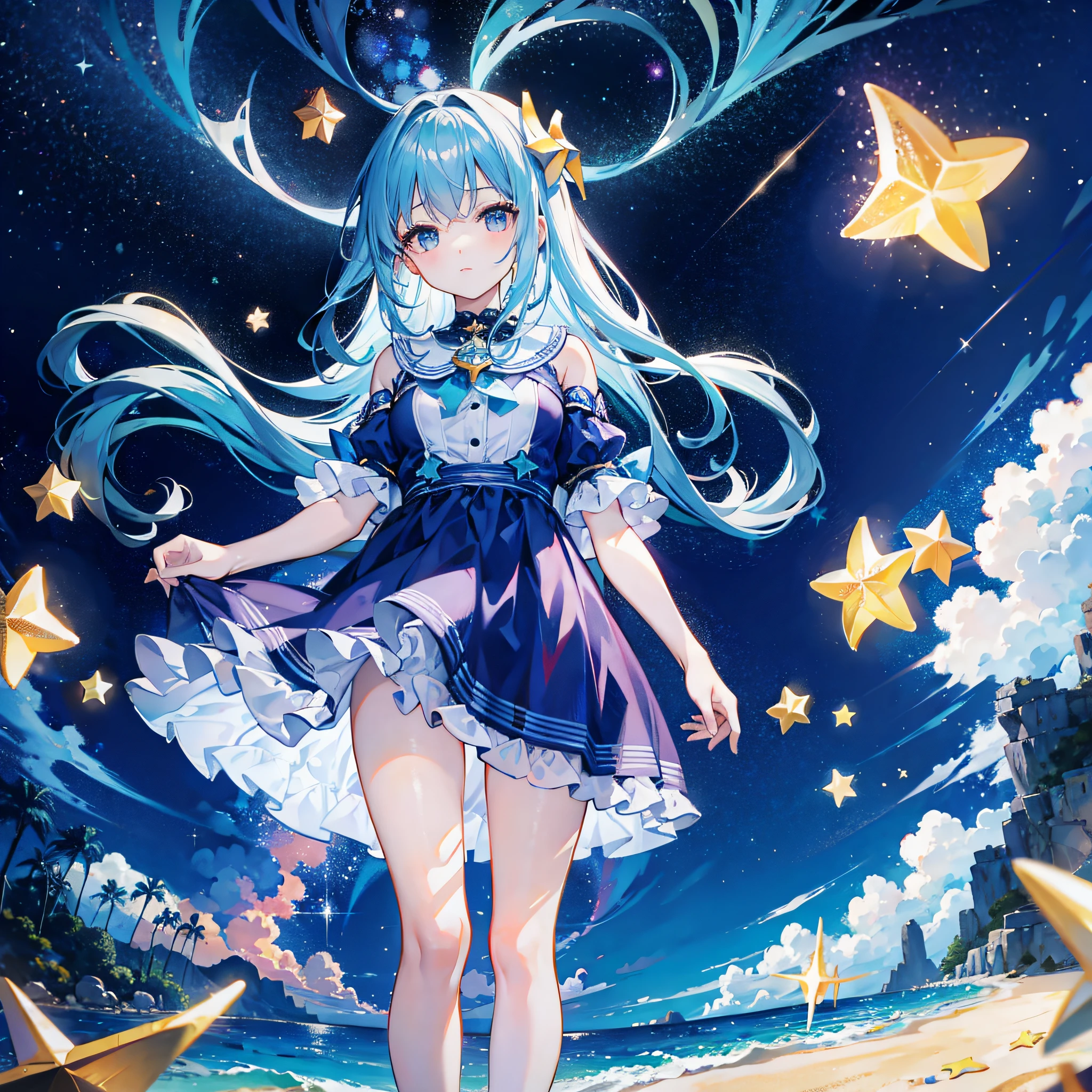 You Under the Starry Sea, 1girll, Gaze at the stars