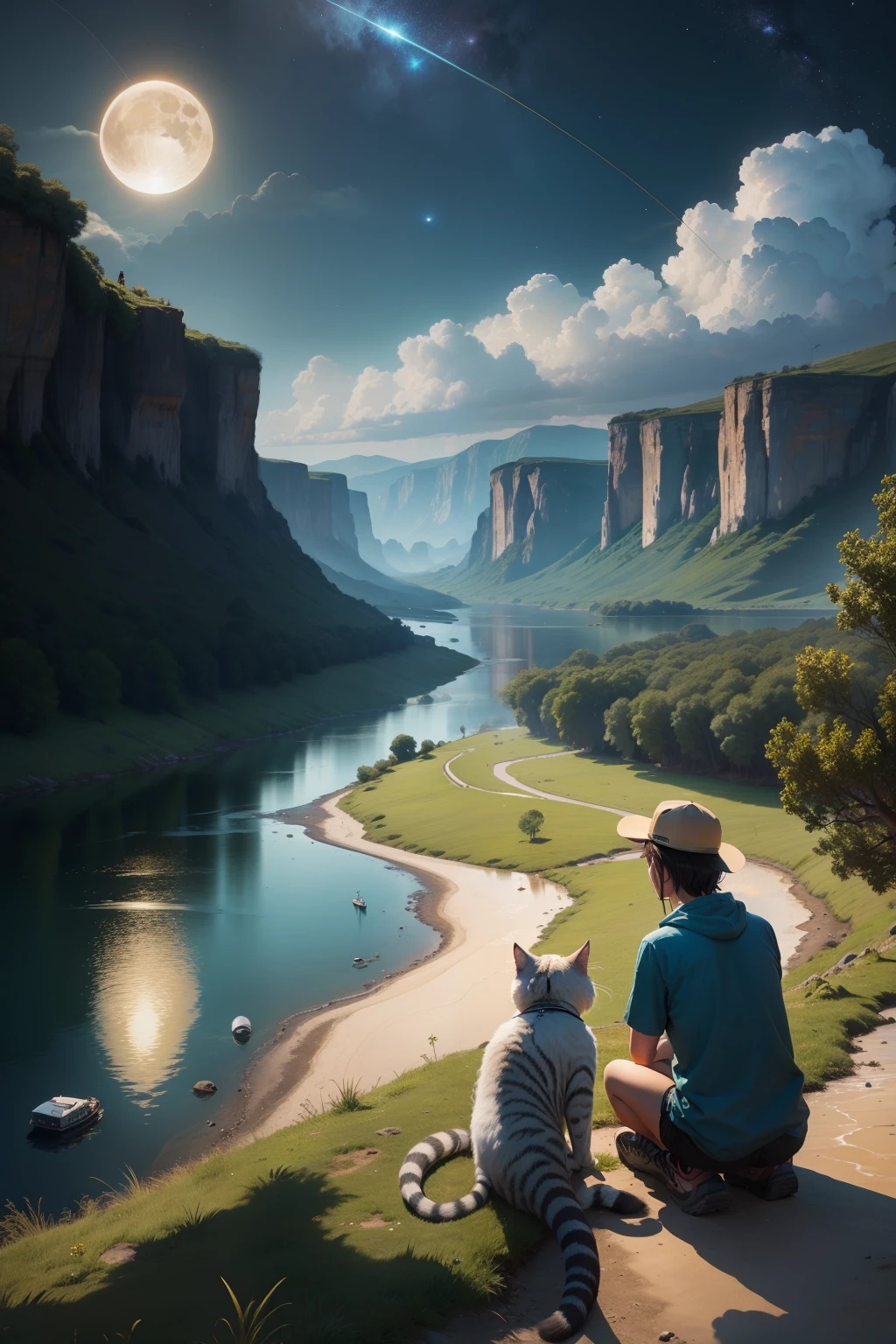 fishing，Kizi，river valley，space，roam，catss，themoon，kosmos